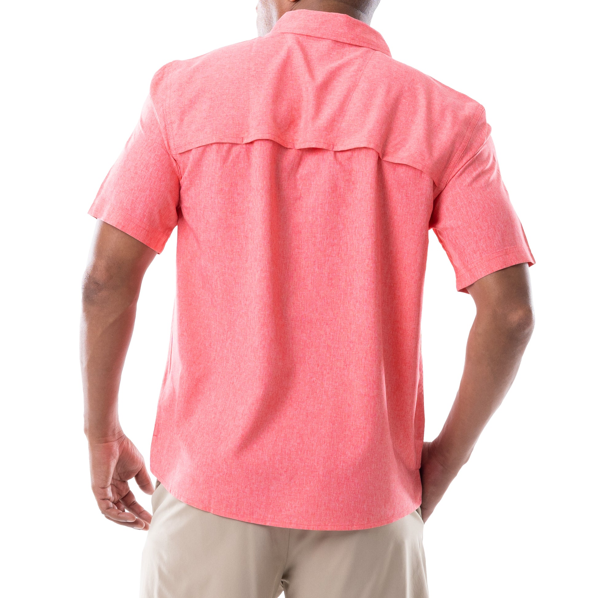 Guy Harvey | Men's Short Sleeve Heather Textured Performance Fishing Shirt, Medium