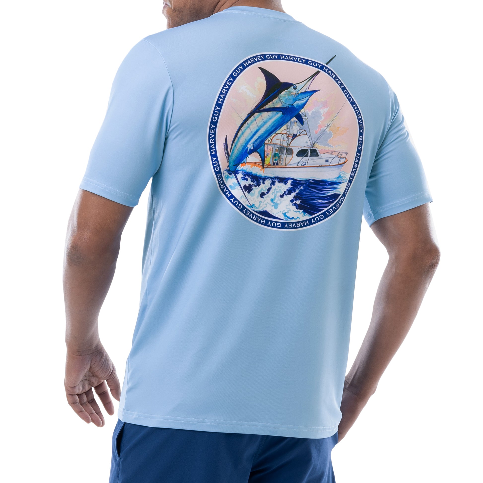 Men's Classic Blue Marlin Short Sleeve Performance Shirt View 1