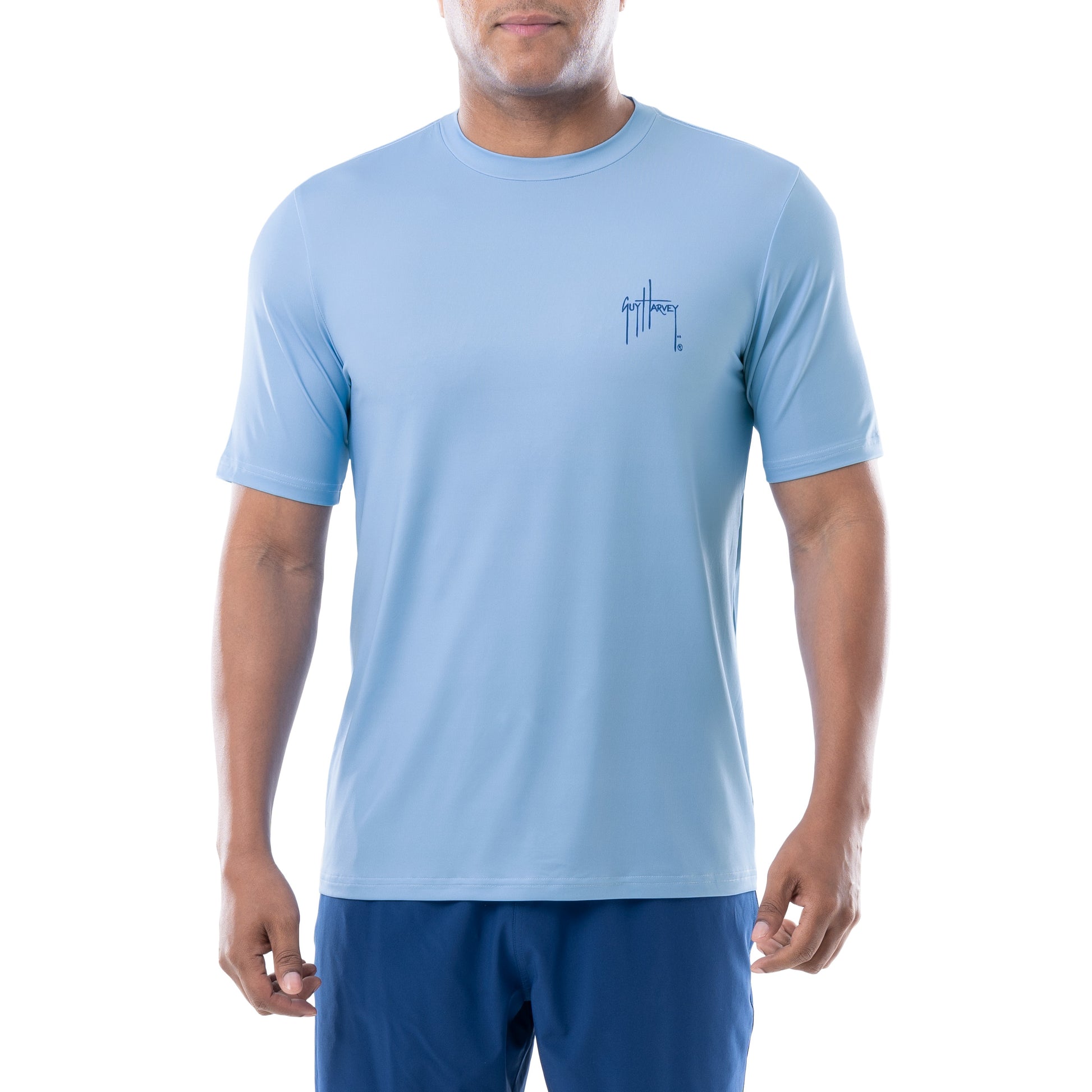 Men's Classic Blue Marlin Short Sleeve Performance Shirt View 2