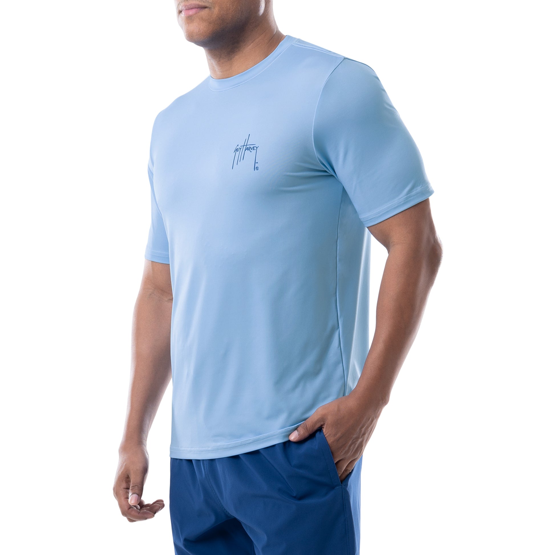 Men's Classic Blue Marlin Short Sleeve Performance Shirt View 4