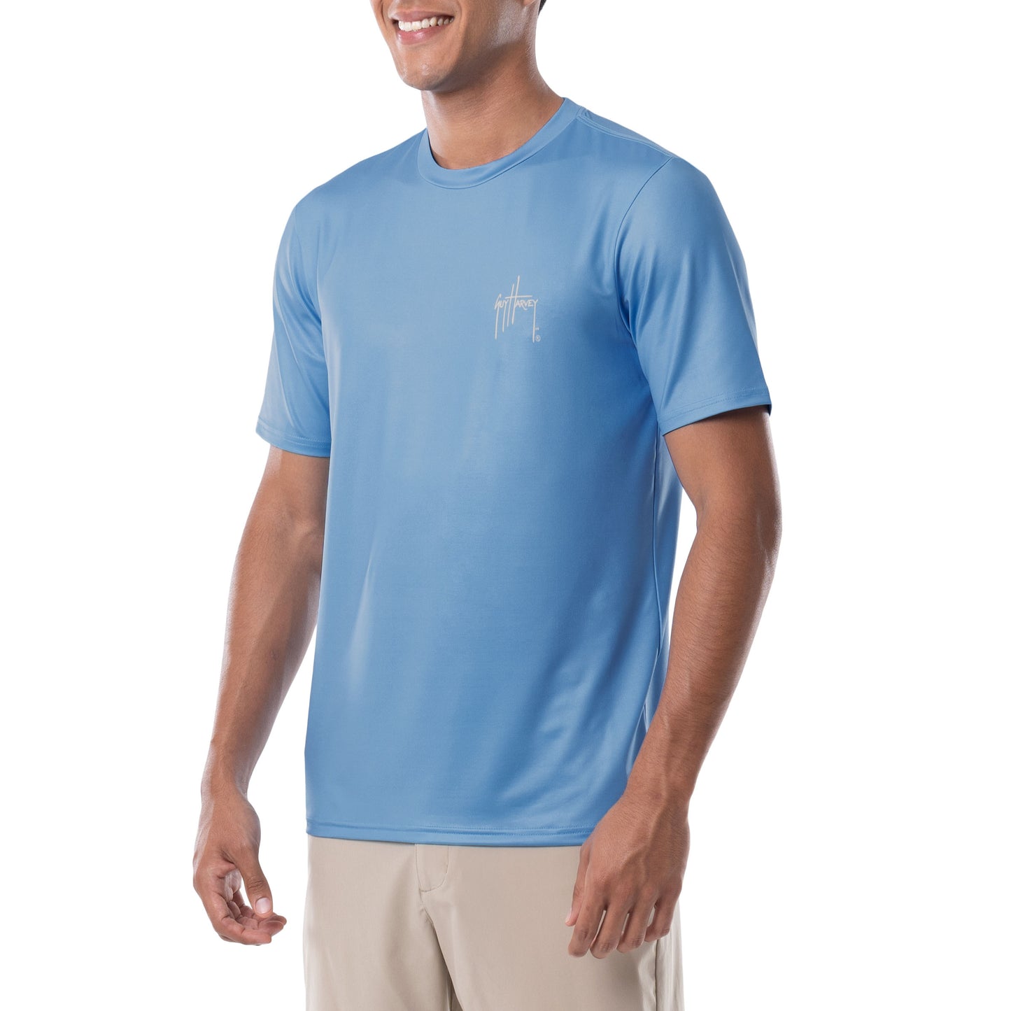Guy Harvey | Men's Sunset Sailfish Short Sleeve Performance Shirt, 2XL