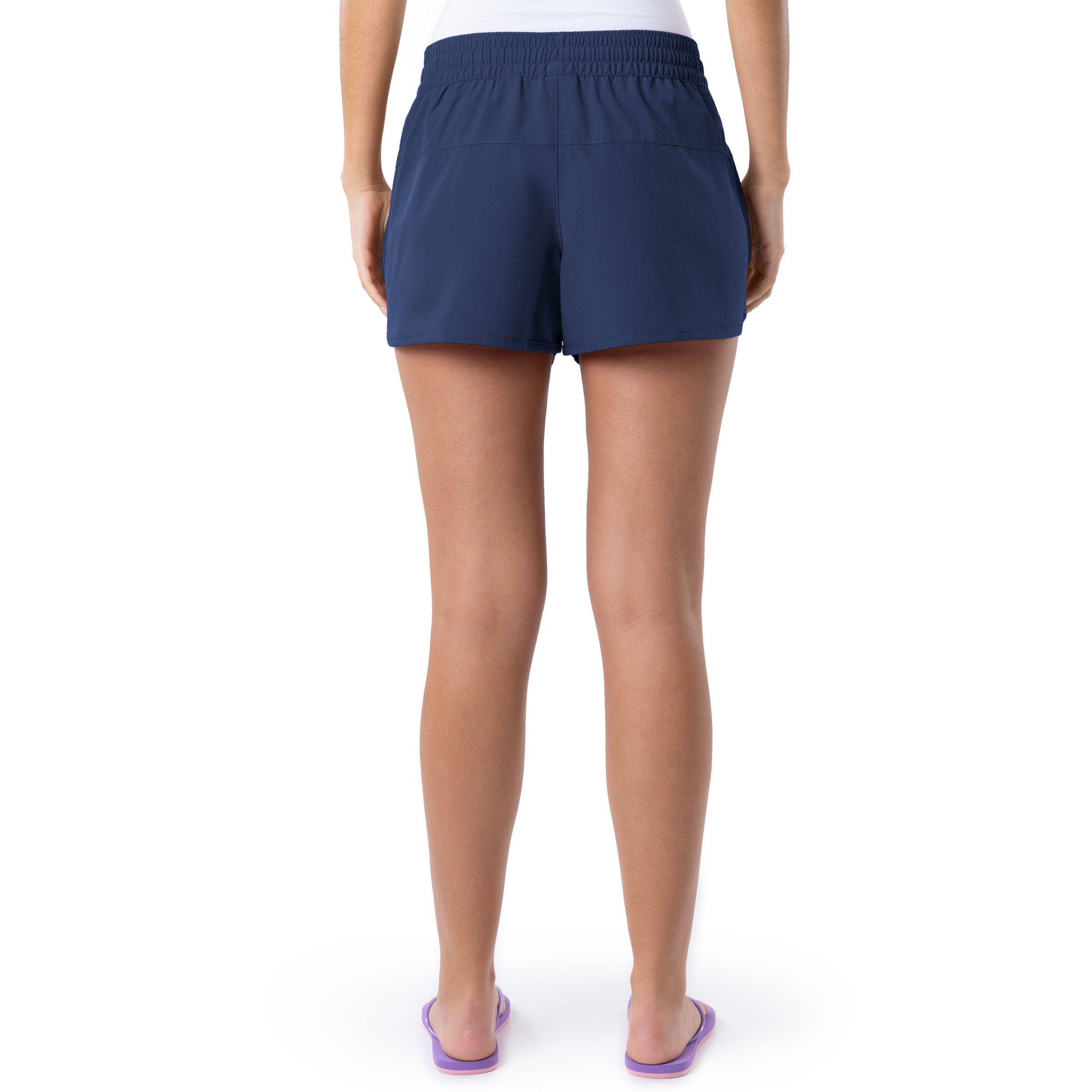 Ladies Navy Solid Short View 2