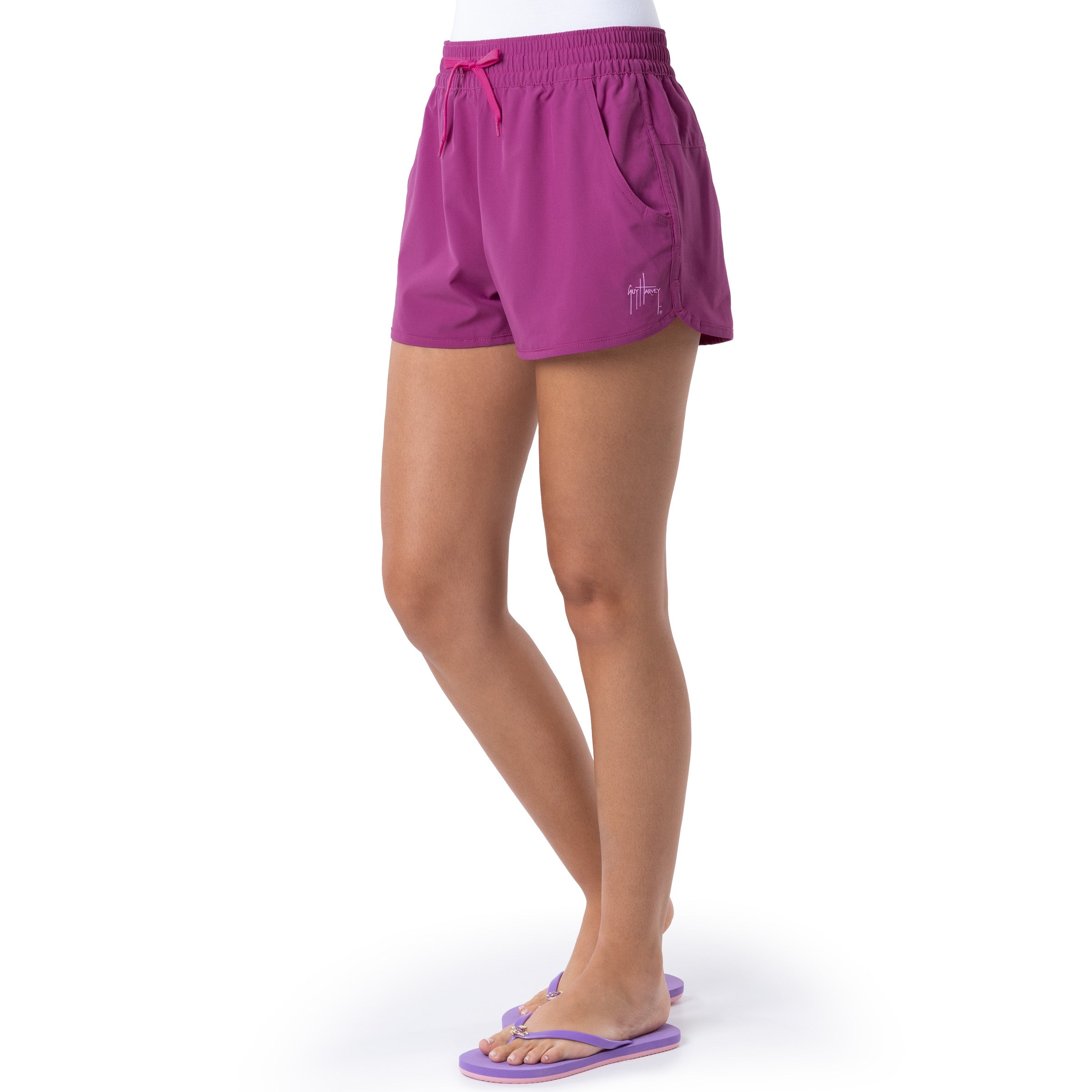 Ladies Pink Solid Short View 3