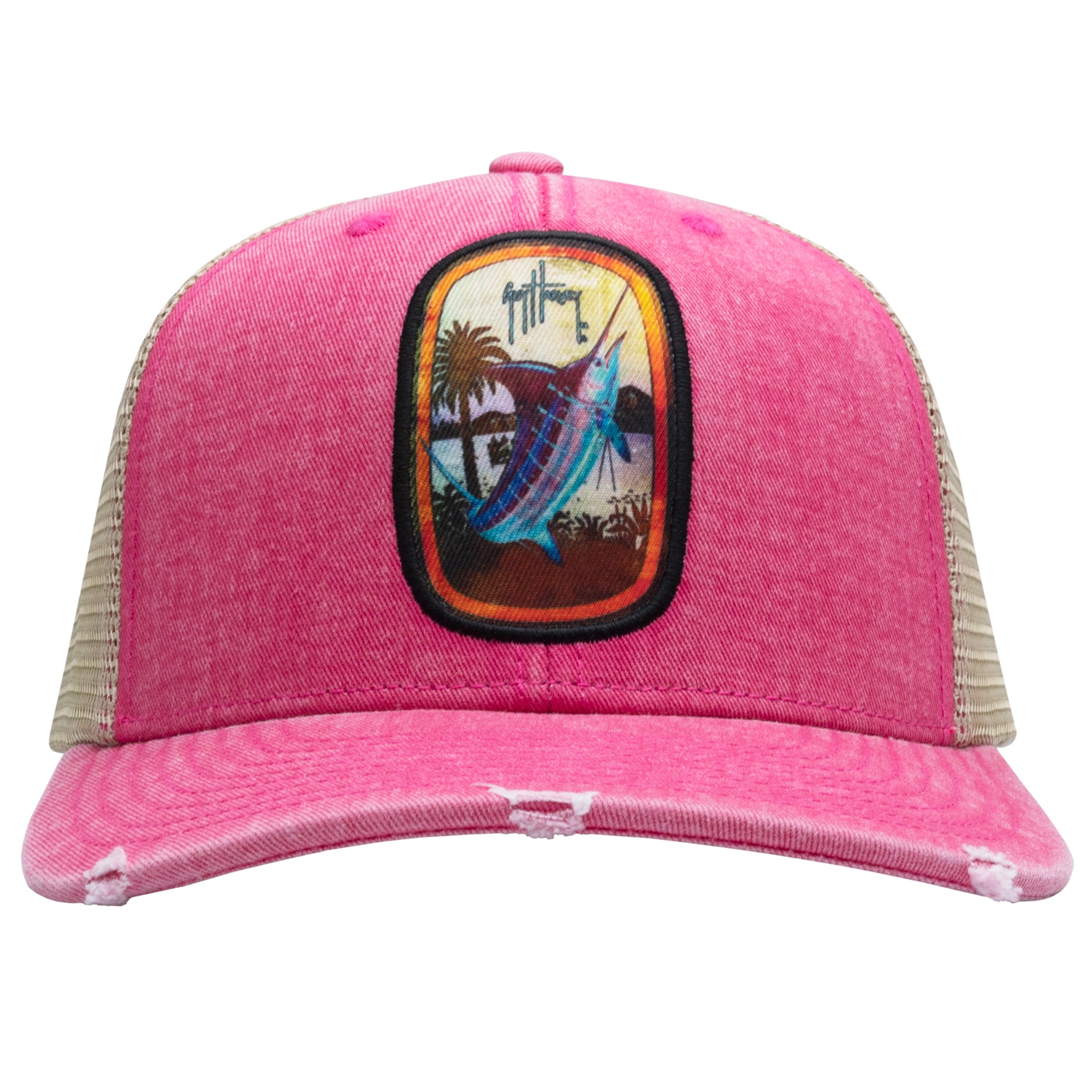 Dominica Patch Distressed Trucker Hat View 3