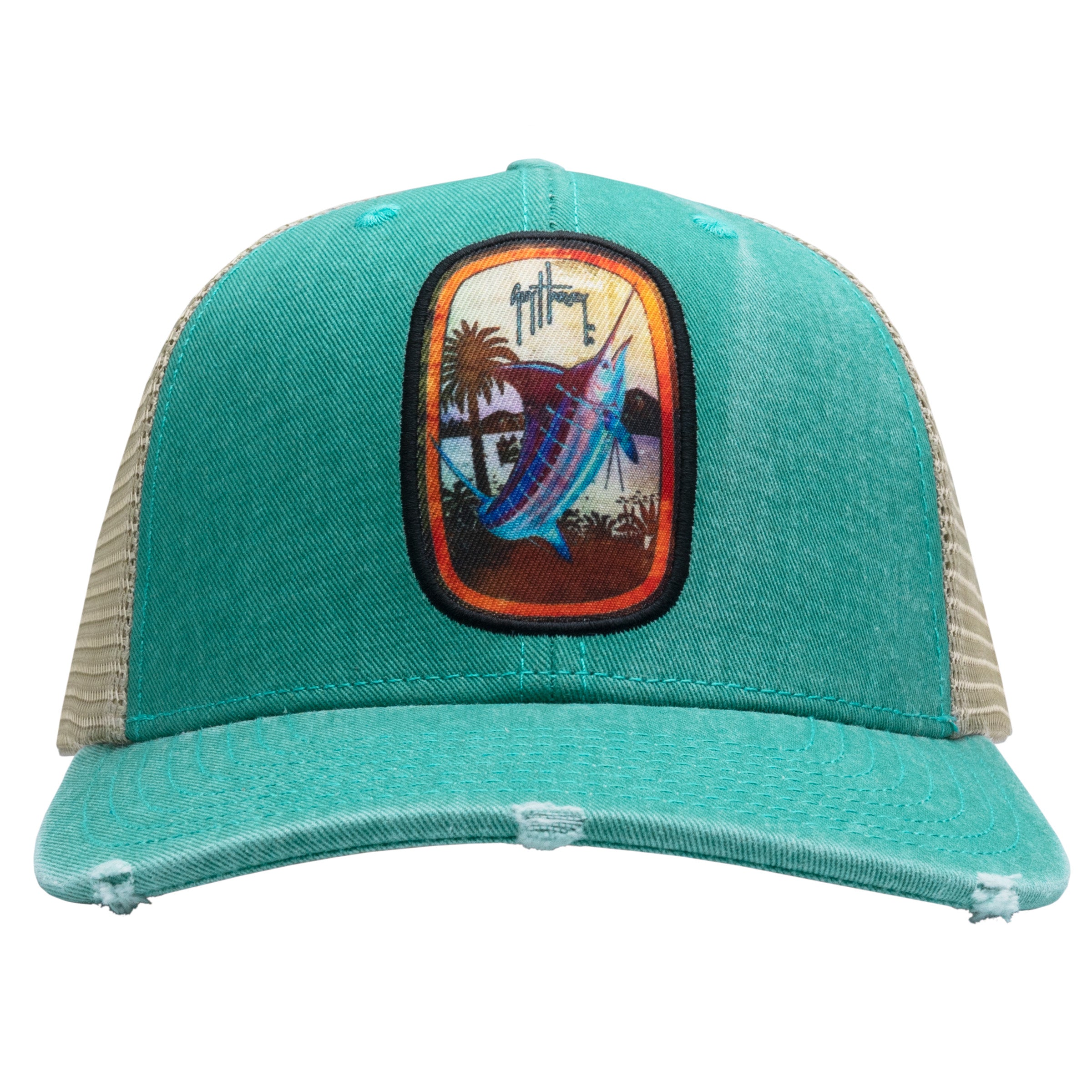 Dominica Patch Distressed Trucker Hat View 3