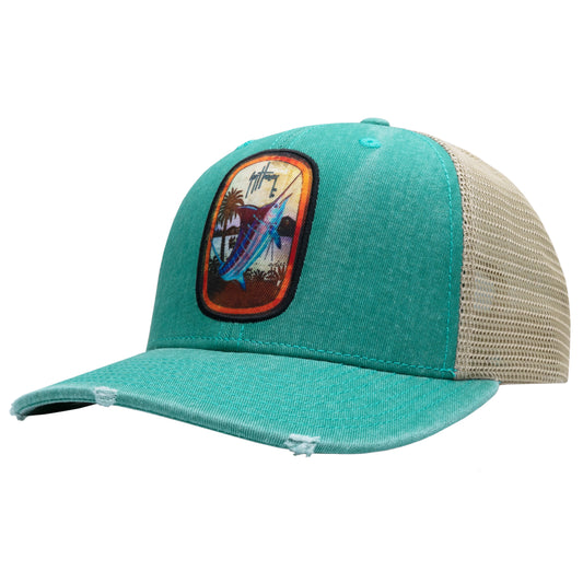 Dominica Patch Distressed Trucker Hat View 1