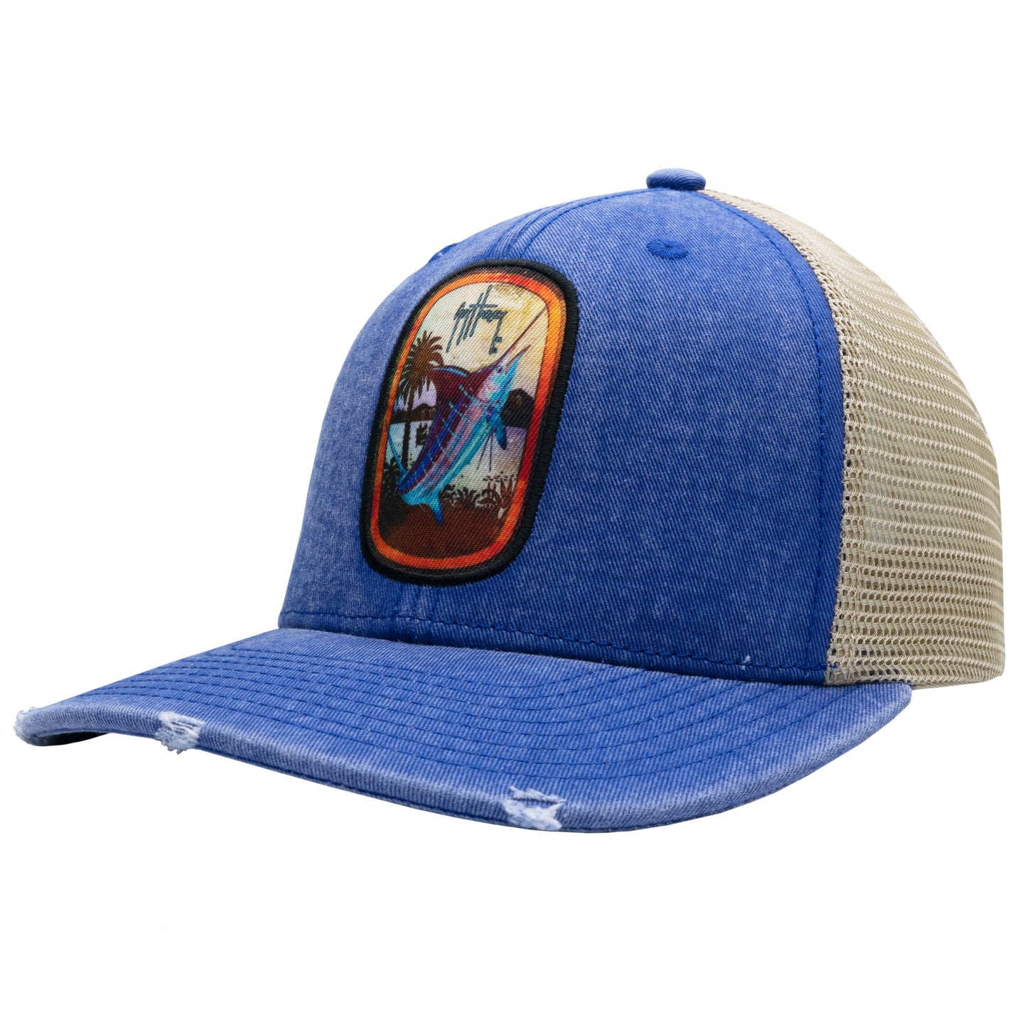 Dominica Patch Distressed Trucker Hat View 1