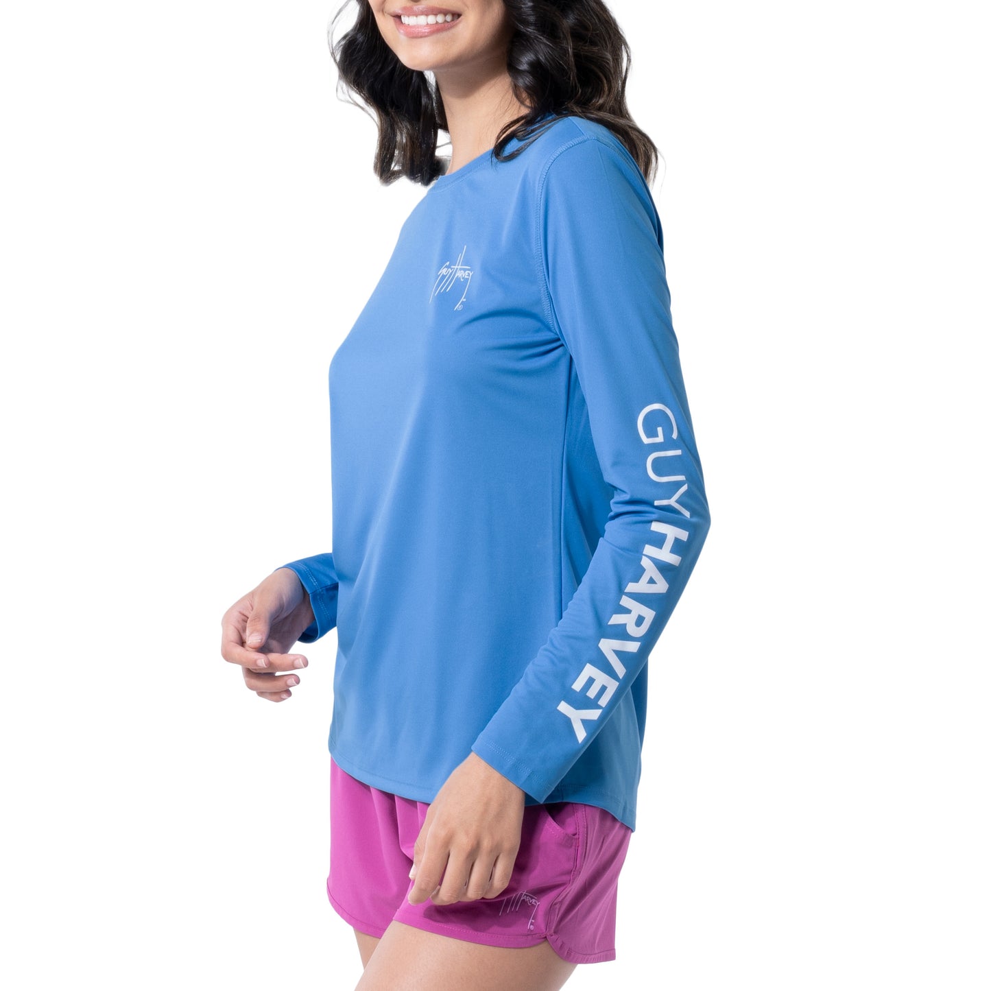 Women's Long Sleeve Performance Sun Shirt- Trout M / Sky Blue