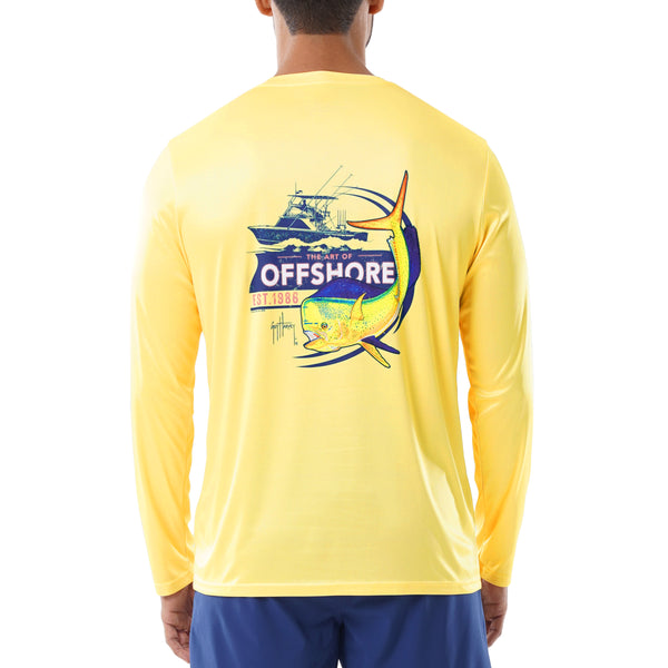 Guy Harvey Mens Core Long Sleeve Performance Fishing Shirt with 50+ UPF Sun Protection, Men's, Size: XL, Yellow