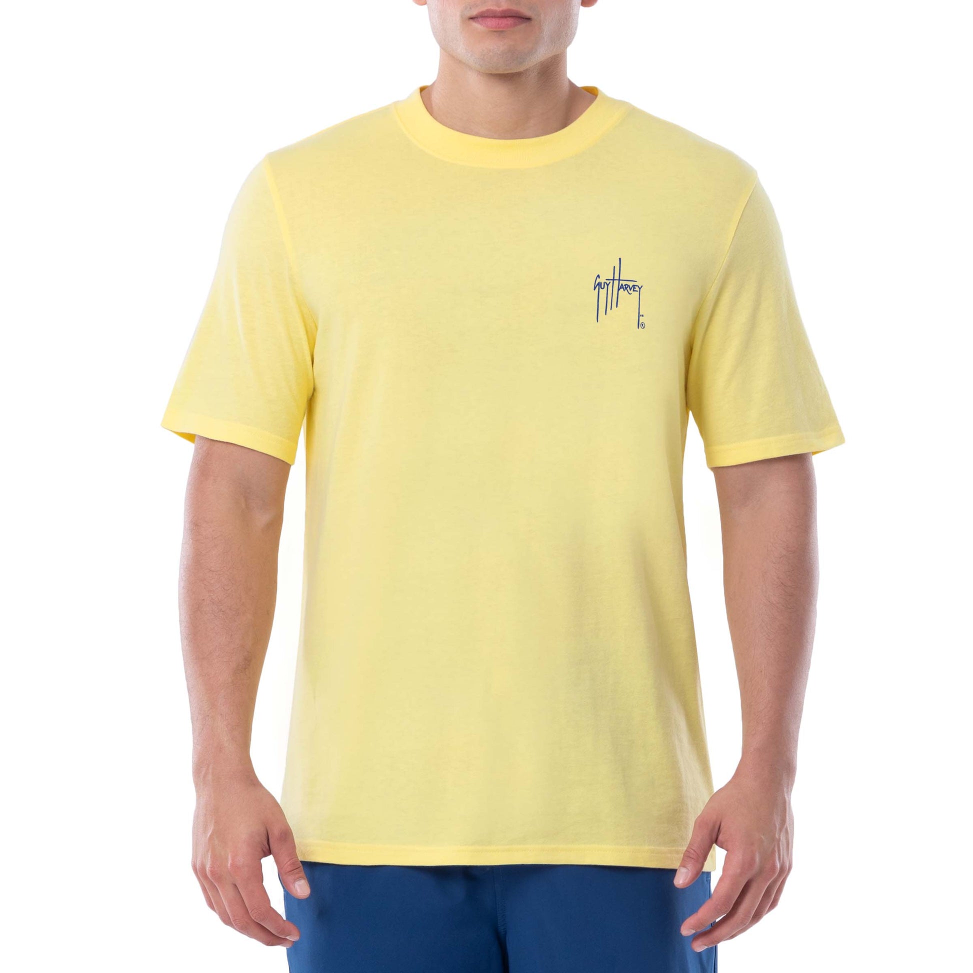 Guy Harvey Mens Great Escape Short Sleeve T-Shirt Small Yellow, Men's