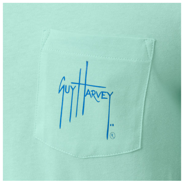 Guy Harvey Mens Tuna Core Pocket Short Sleeve T-Shirt - Turquoise - Large
