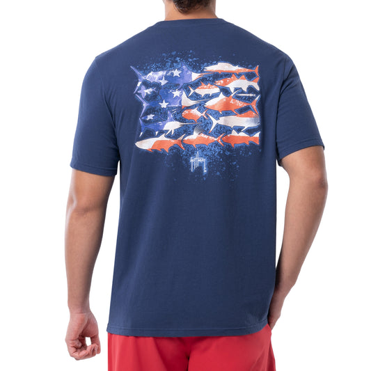 Columbia PFG T Shirt Mens Small S Short Sleeve Fish Graphic Blue Orange  Fishing