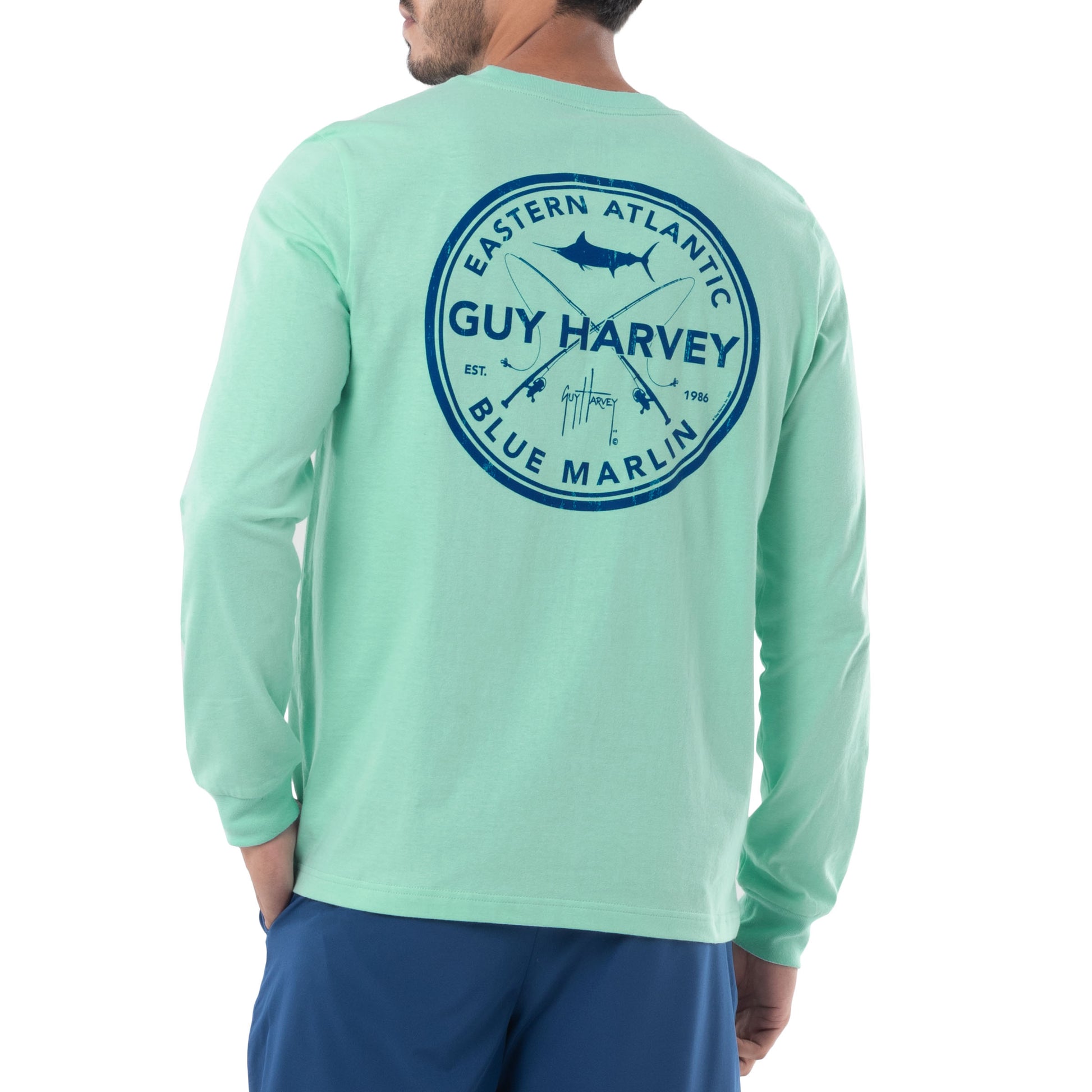 Men's EA Blue Marlin Long Sleeve T-Shirt View 1