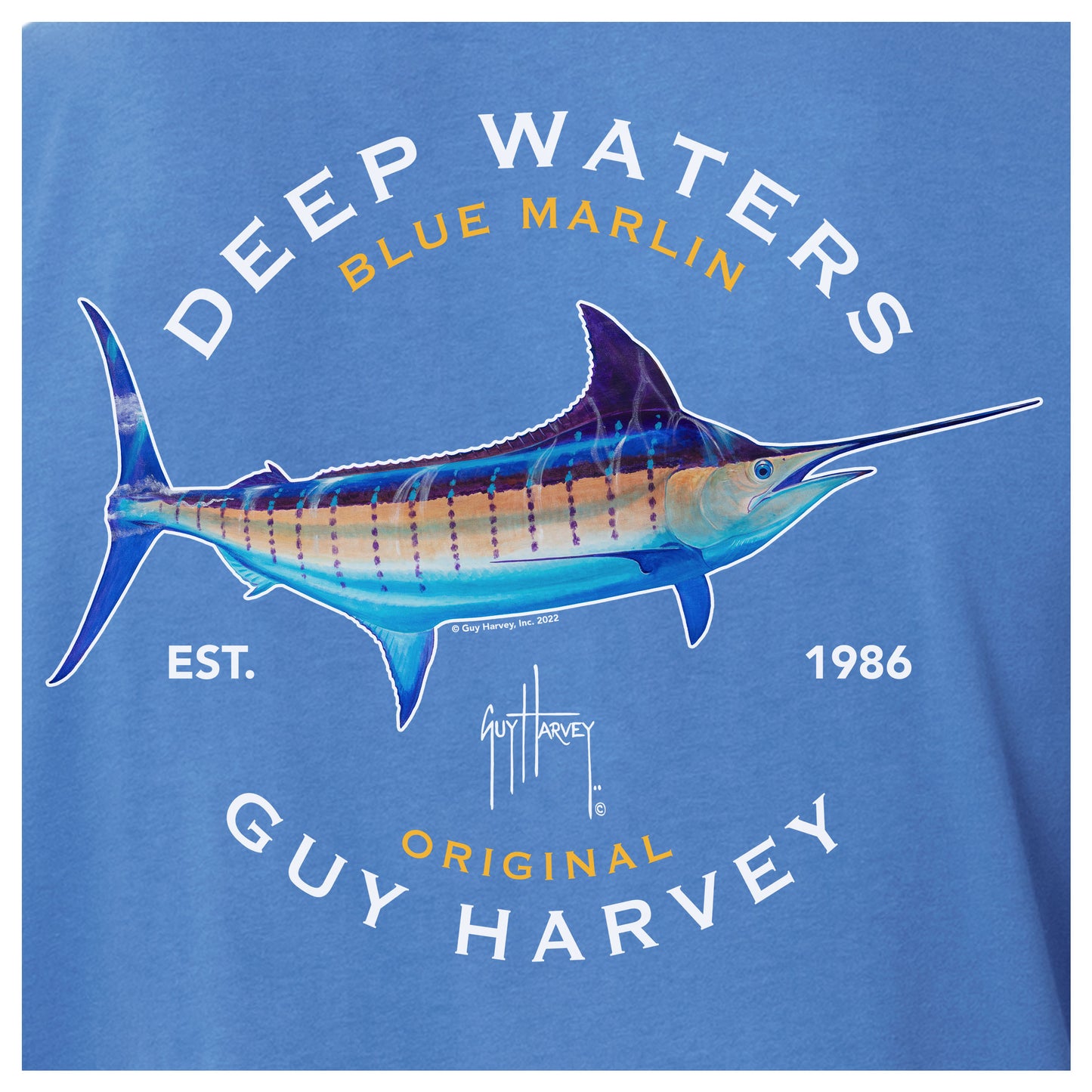 t-shirt medium Guy Harvey deep sea fishing boat ocean 19.5 inches pit to  pit