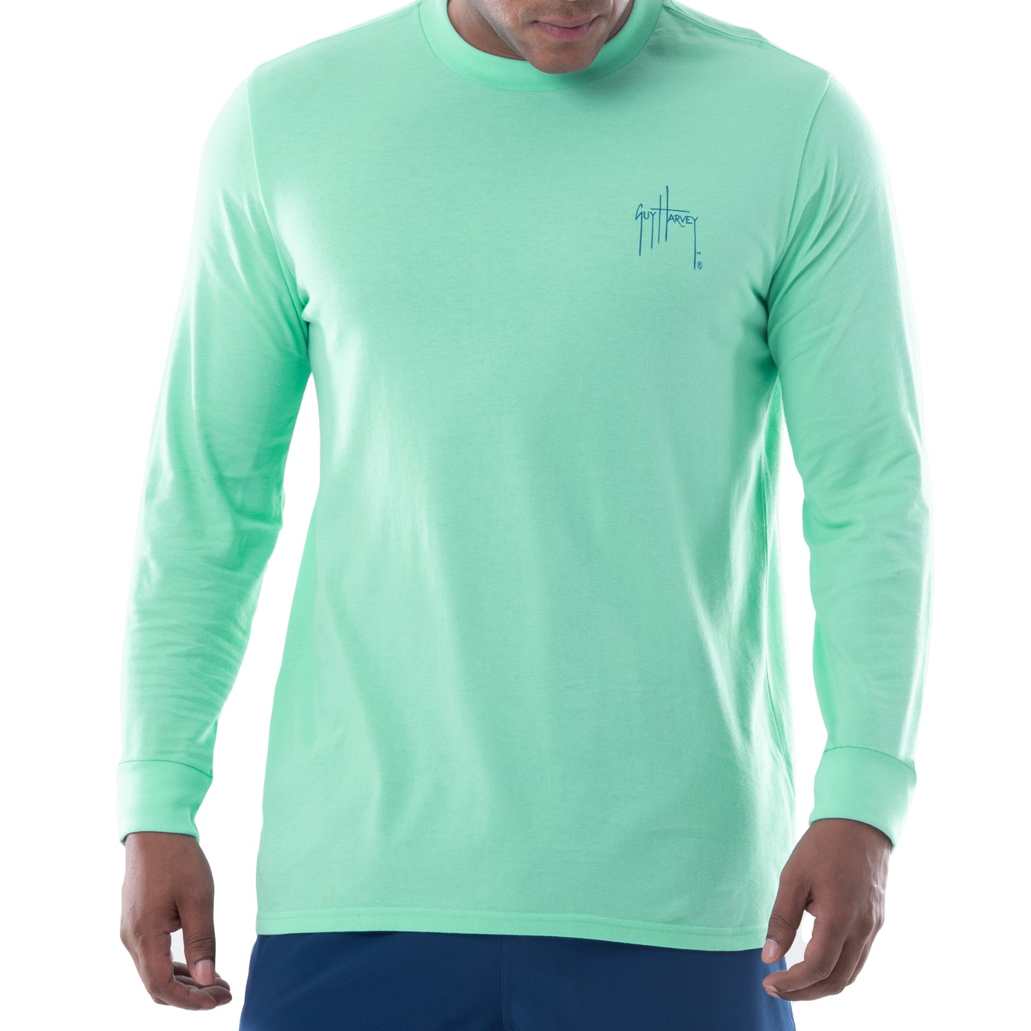 Guy Harvey Mens Offshore Fish Collection Long Sleeve T-Shirt - Beach Glass 3X Large, Men's, Size: 3XL, Green