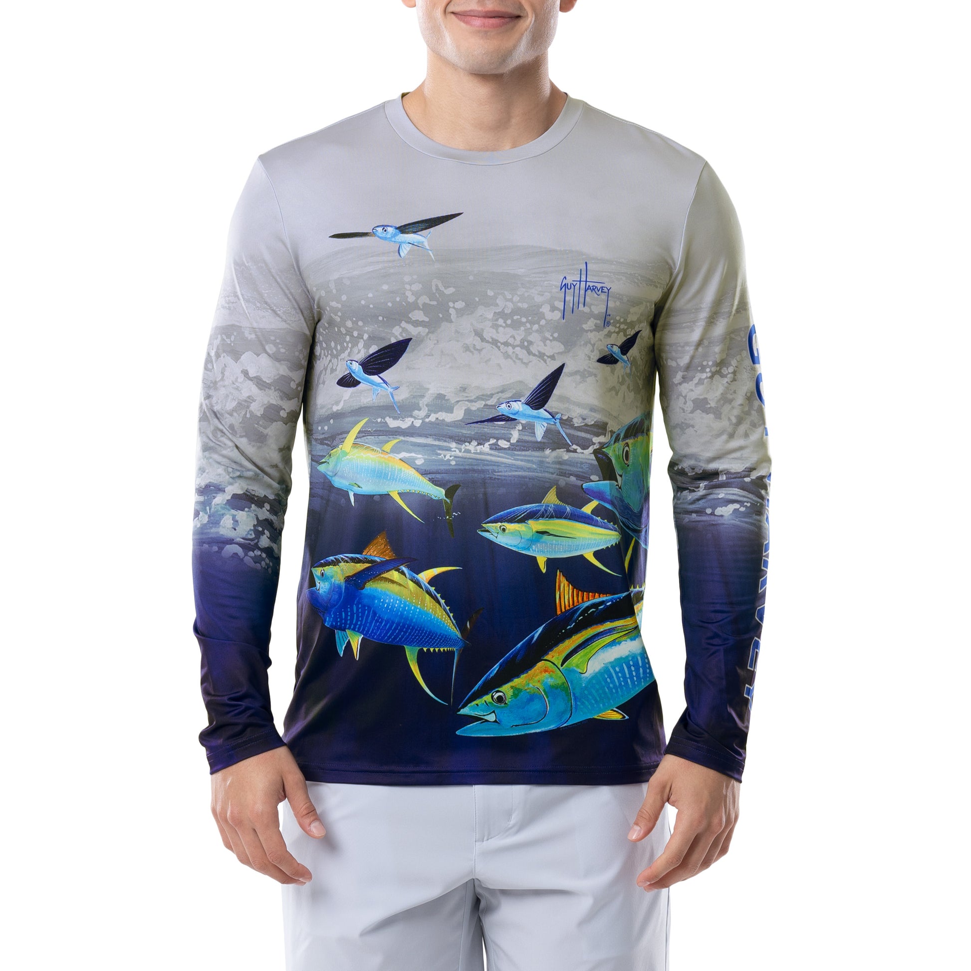 Guy Harvey | Men's Tuna Wrap Long Sleeve Performance Shirt, 2XL