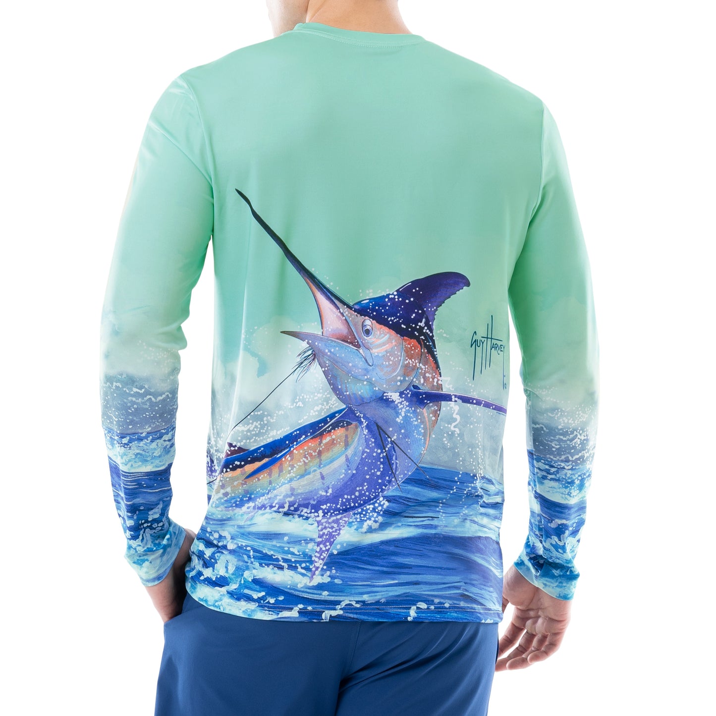 L LARGE NEW NWT GUY HARVEY Mens UPF 30 Sun Performance Long Sleeve Shirt  Fishing