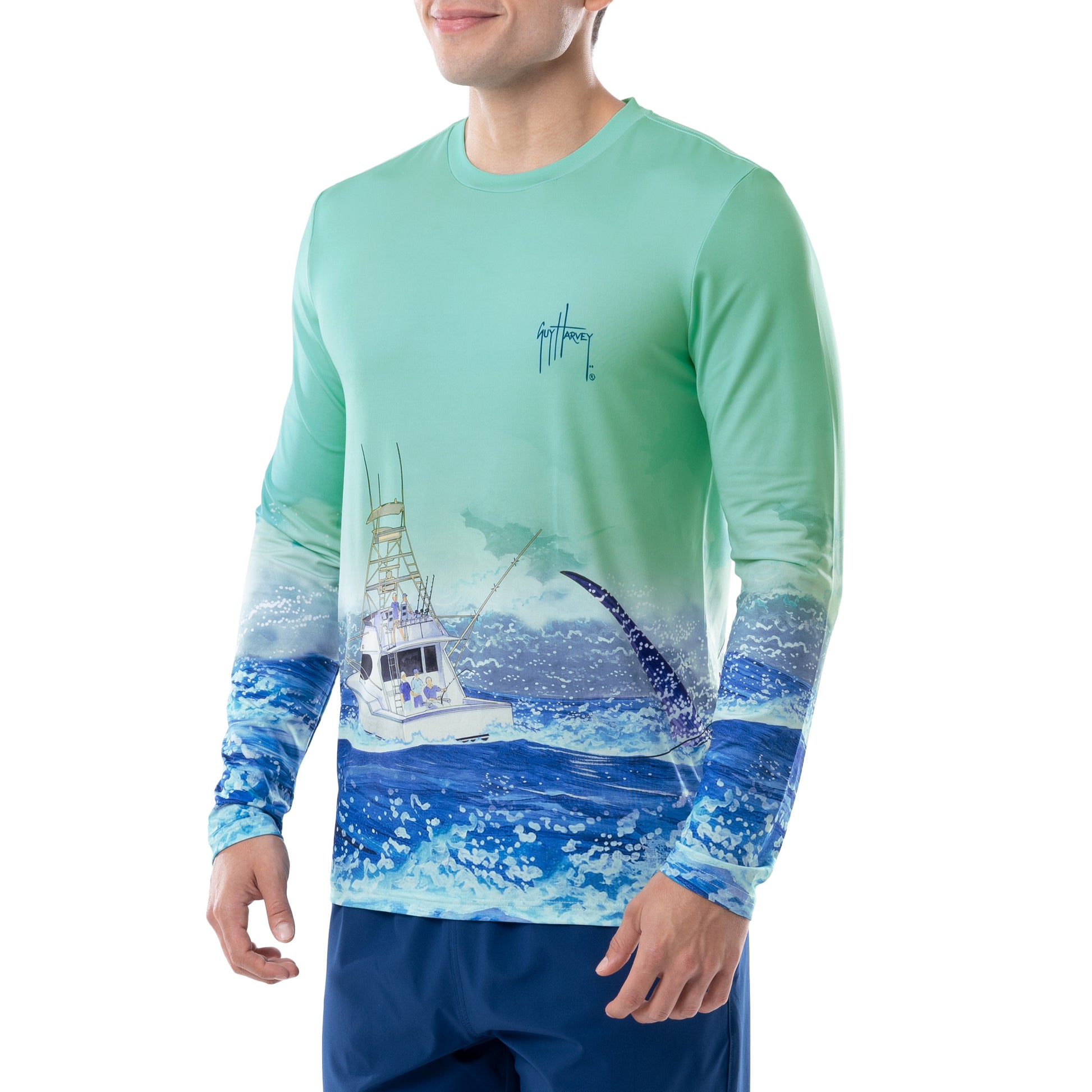 Guy Harvey | Men's Offshore Charter Long Sleeve Performance Shirt, 2XL