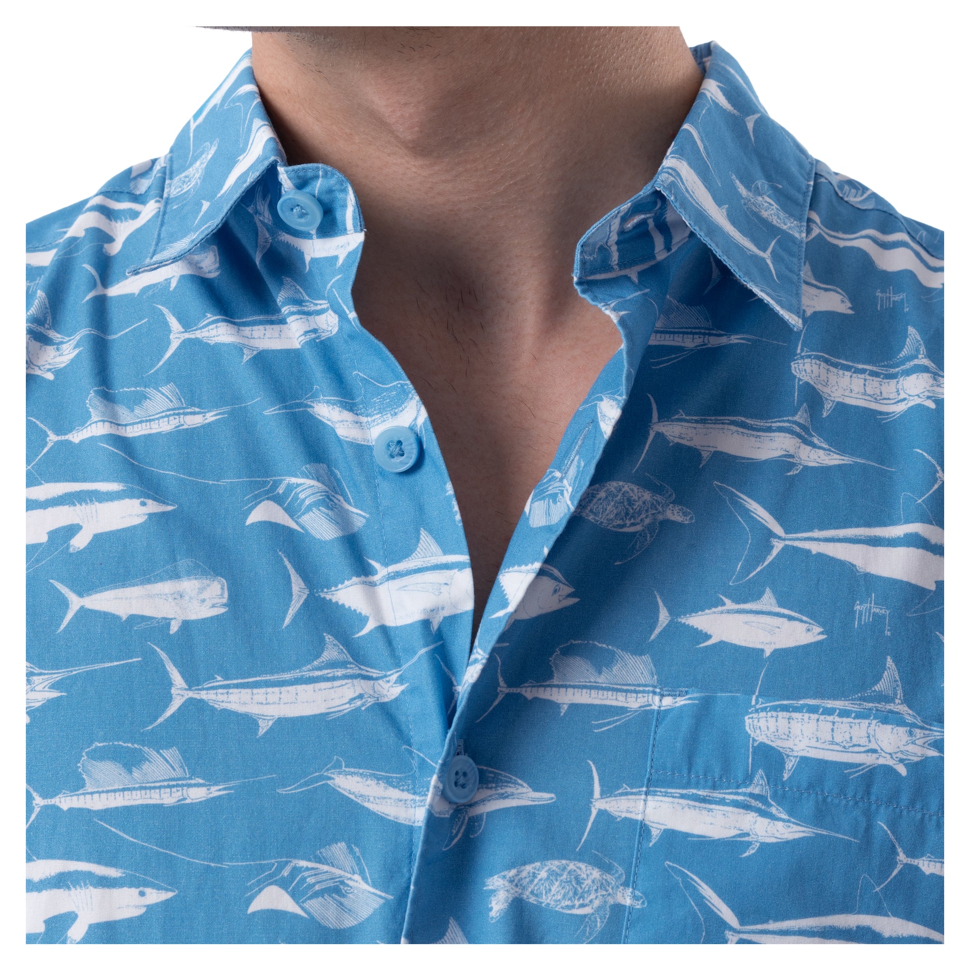 GUY HARVEY FISH CAMO MEN'S XL FISHING SHIRT - clothing