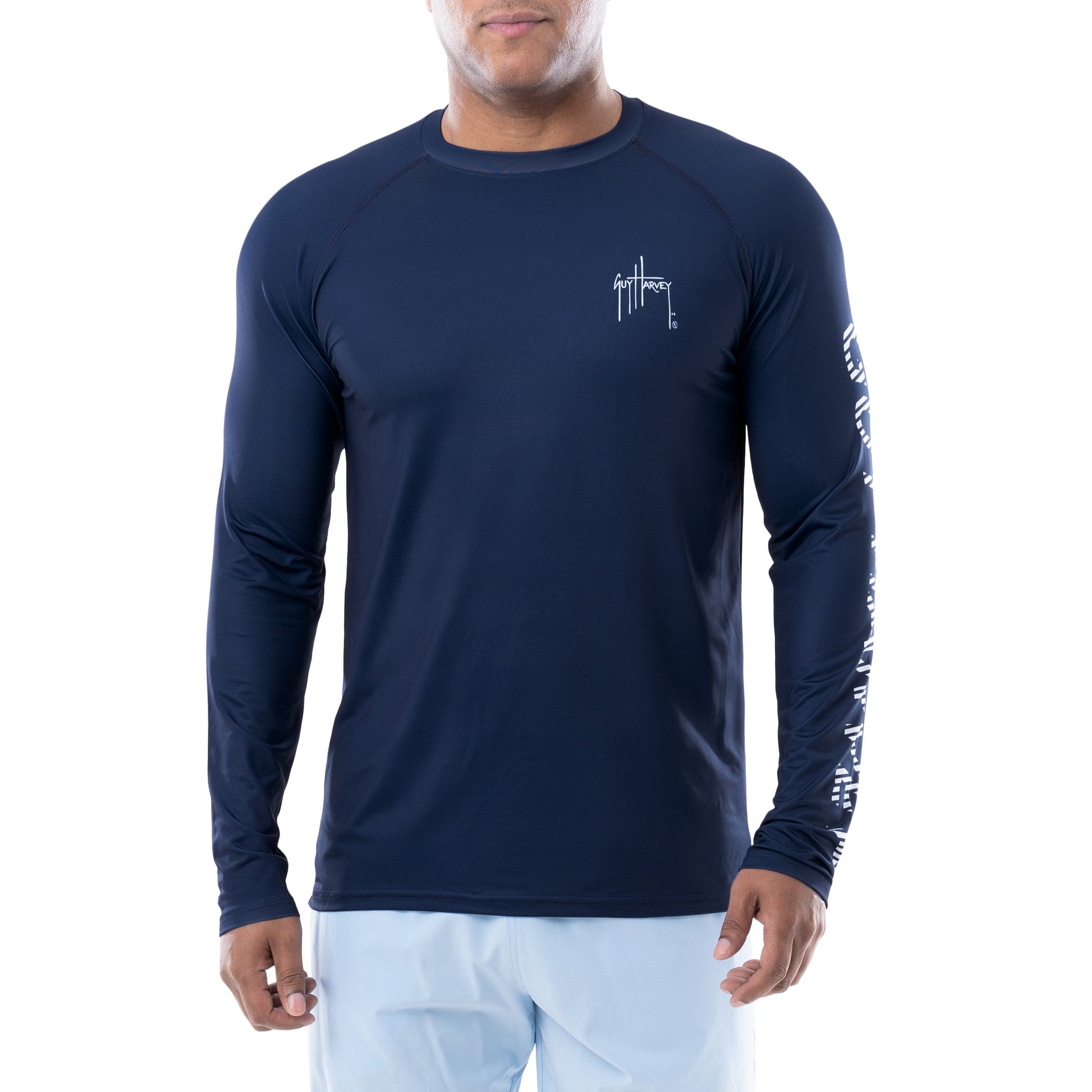 Guy Harvey Mens Crewneck Long Sleeve Graphic T-Shirt Blue XL