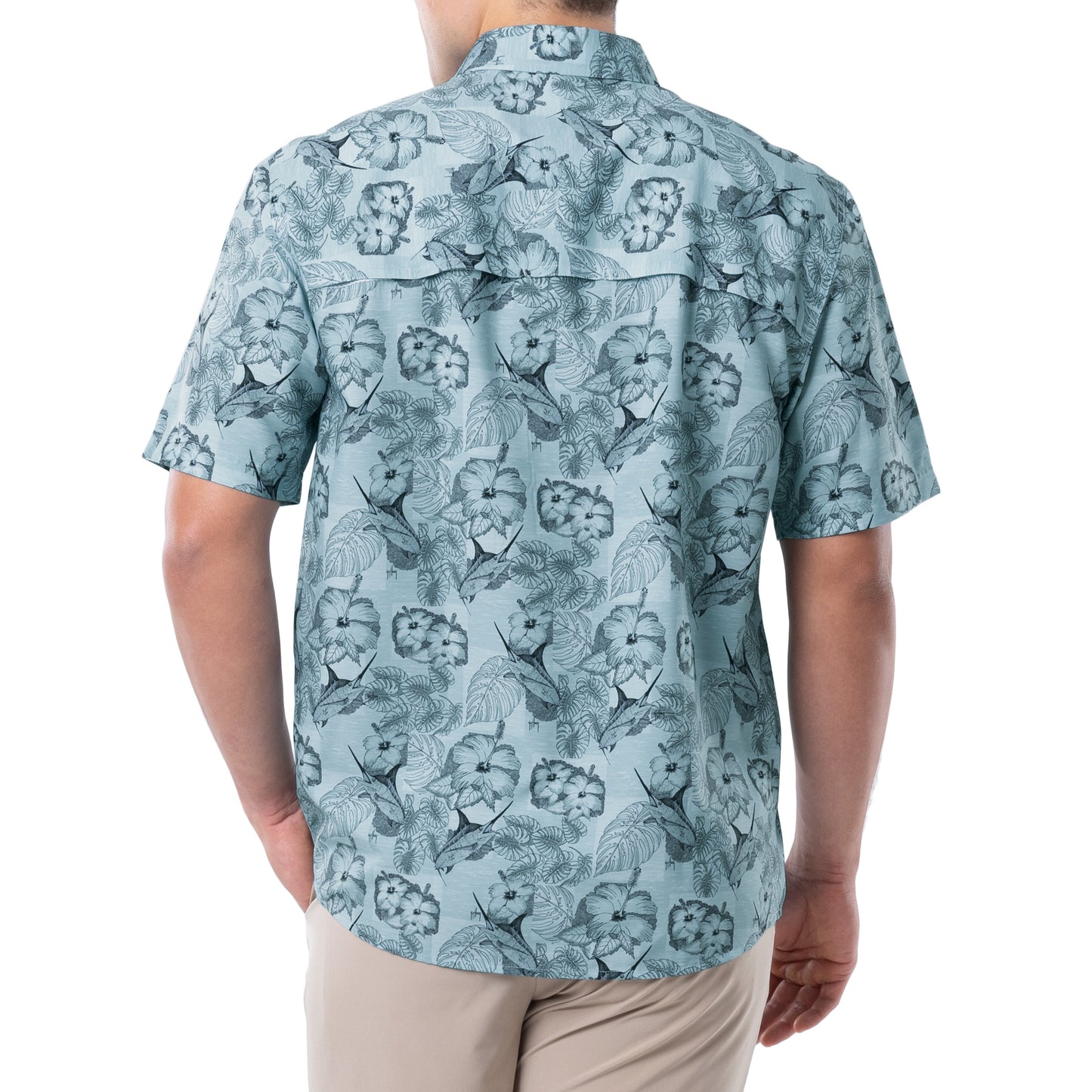 Men's Short Sleeve Marlin Floral Performance Fishing Shirt – Guy