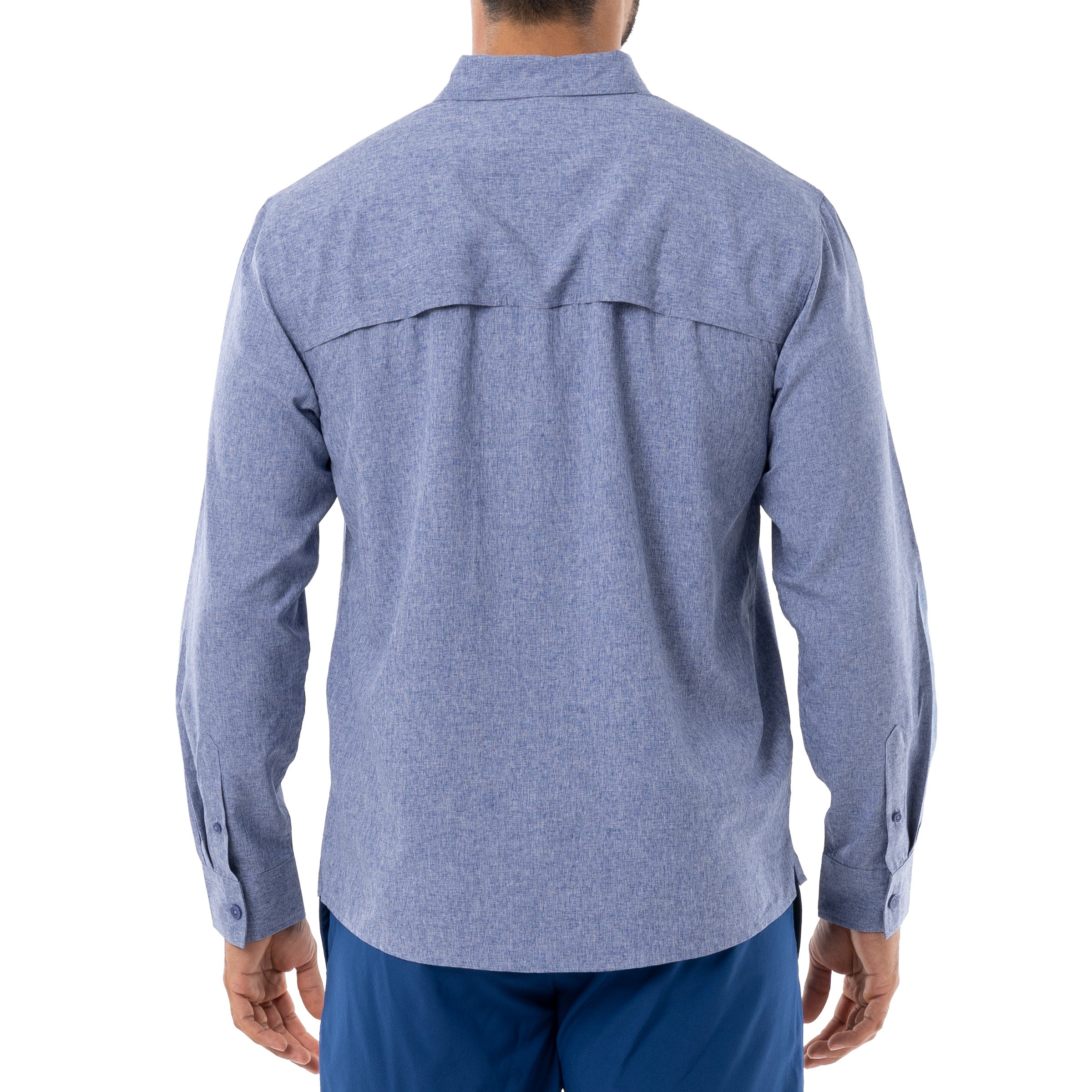 Men's Long Sleeve Heather Textured Performance Fishing Shirt View 2