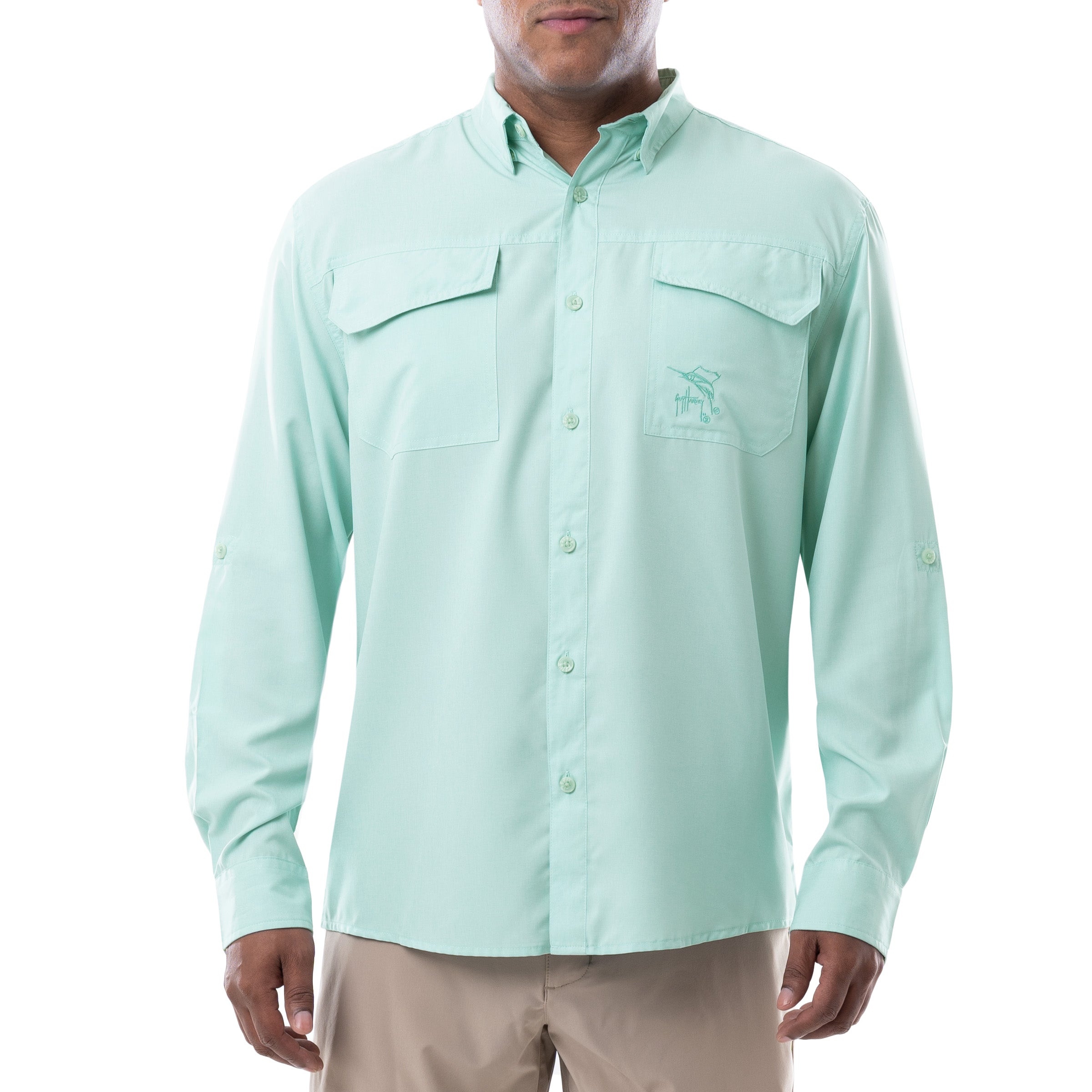 Men's Long Sleeve Heather Textured Performance Fishing Shirt View 8