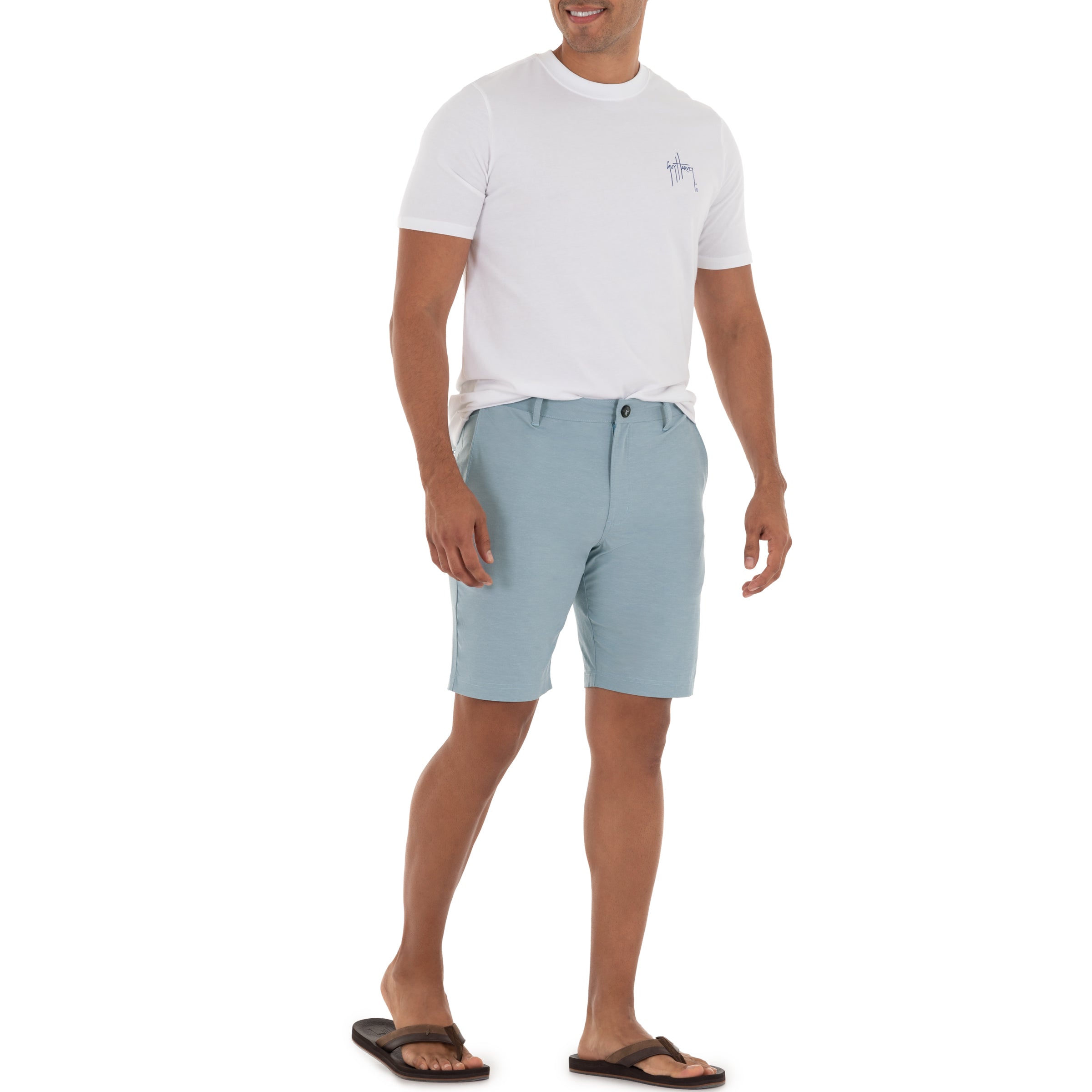 Men's 9" Hybrid Performance Light Blue Walking Short View 6