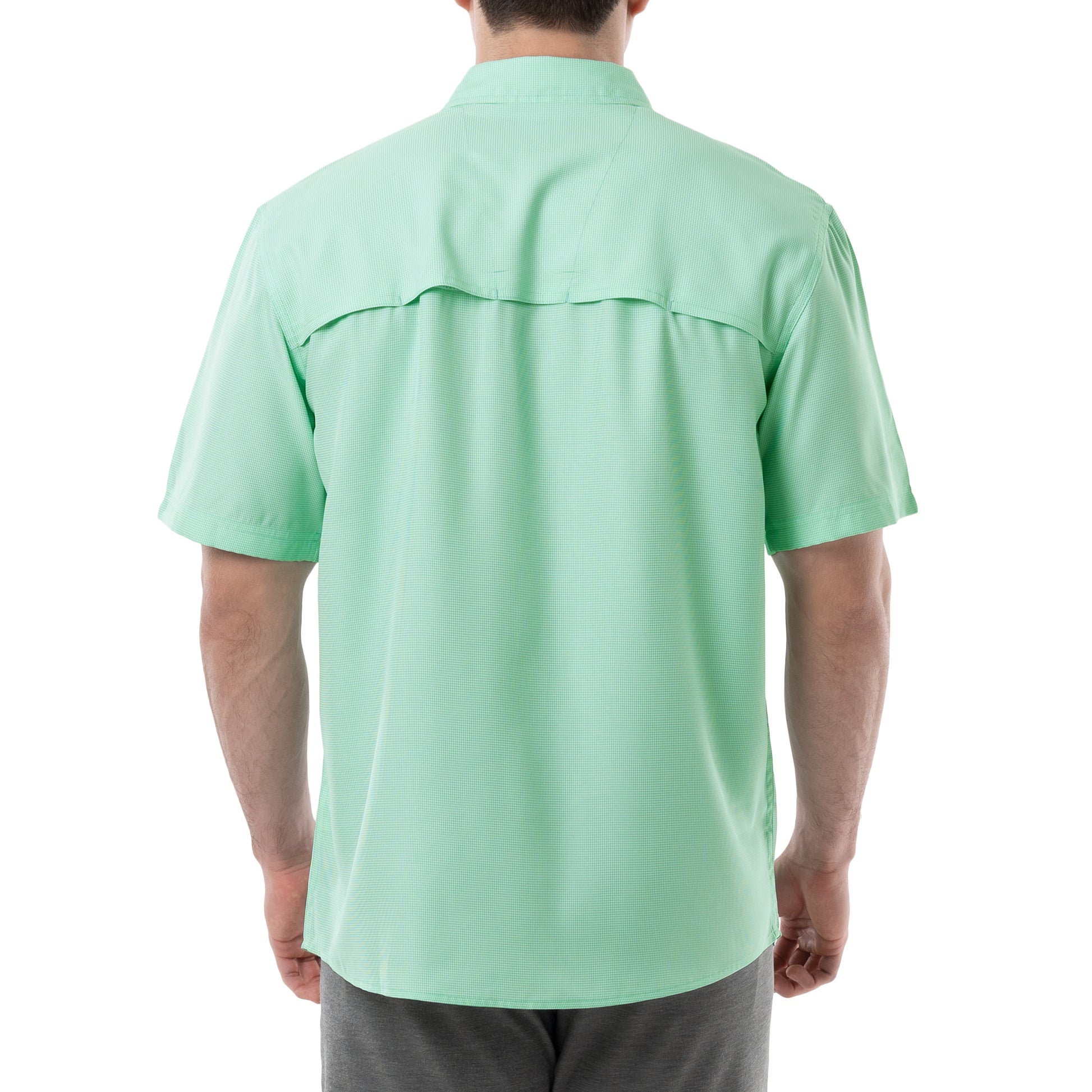 Men's Short Sleeve Texture Gingham Performance Fishing Shirt View 18