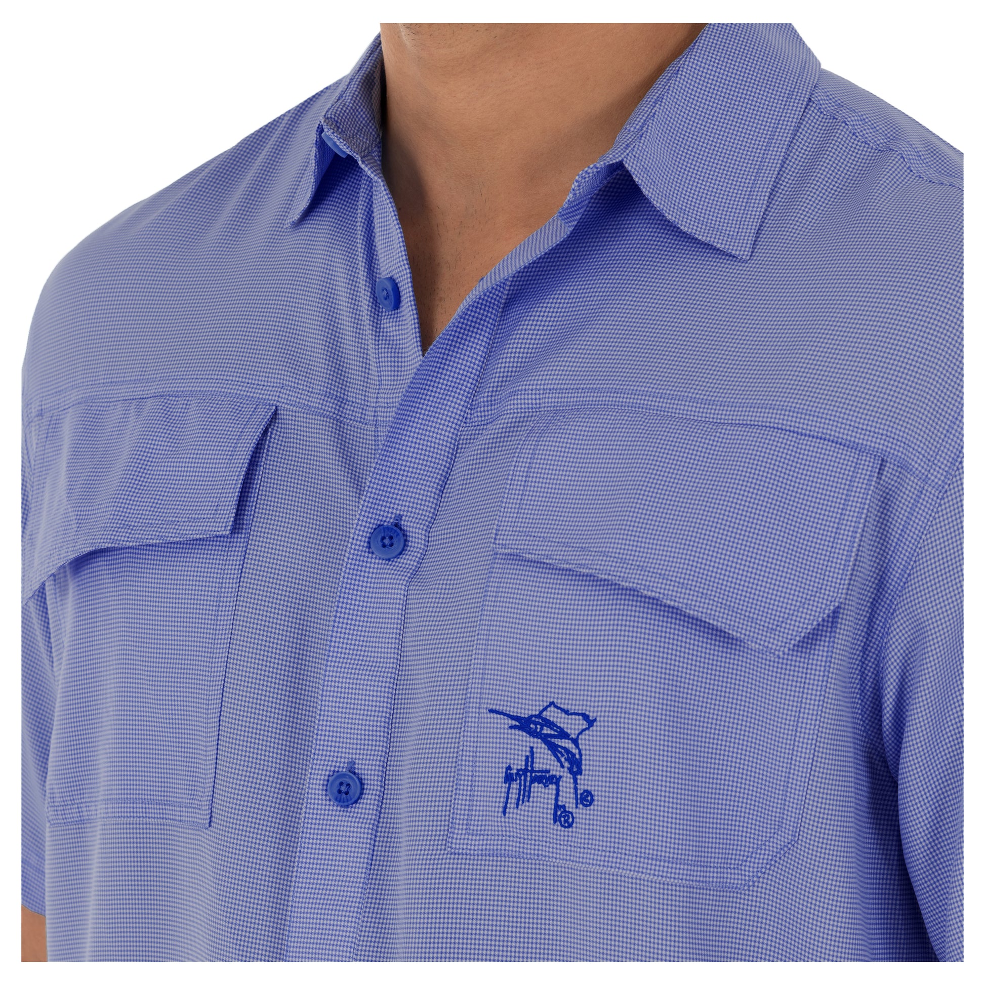Fishing Shirts - Men's - Blue Gingham Fishing Shirt - FH Outfitters