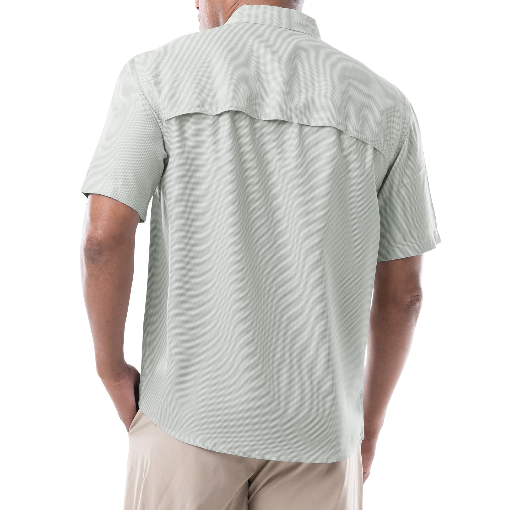 Guy Harvey | Men's Short Sleeve Texture Gingham Performance Fishing Shirt, High Rise, Large