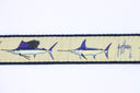 tan cotton webbing, marlin, sailfish, and swordfish art zoom view