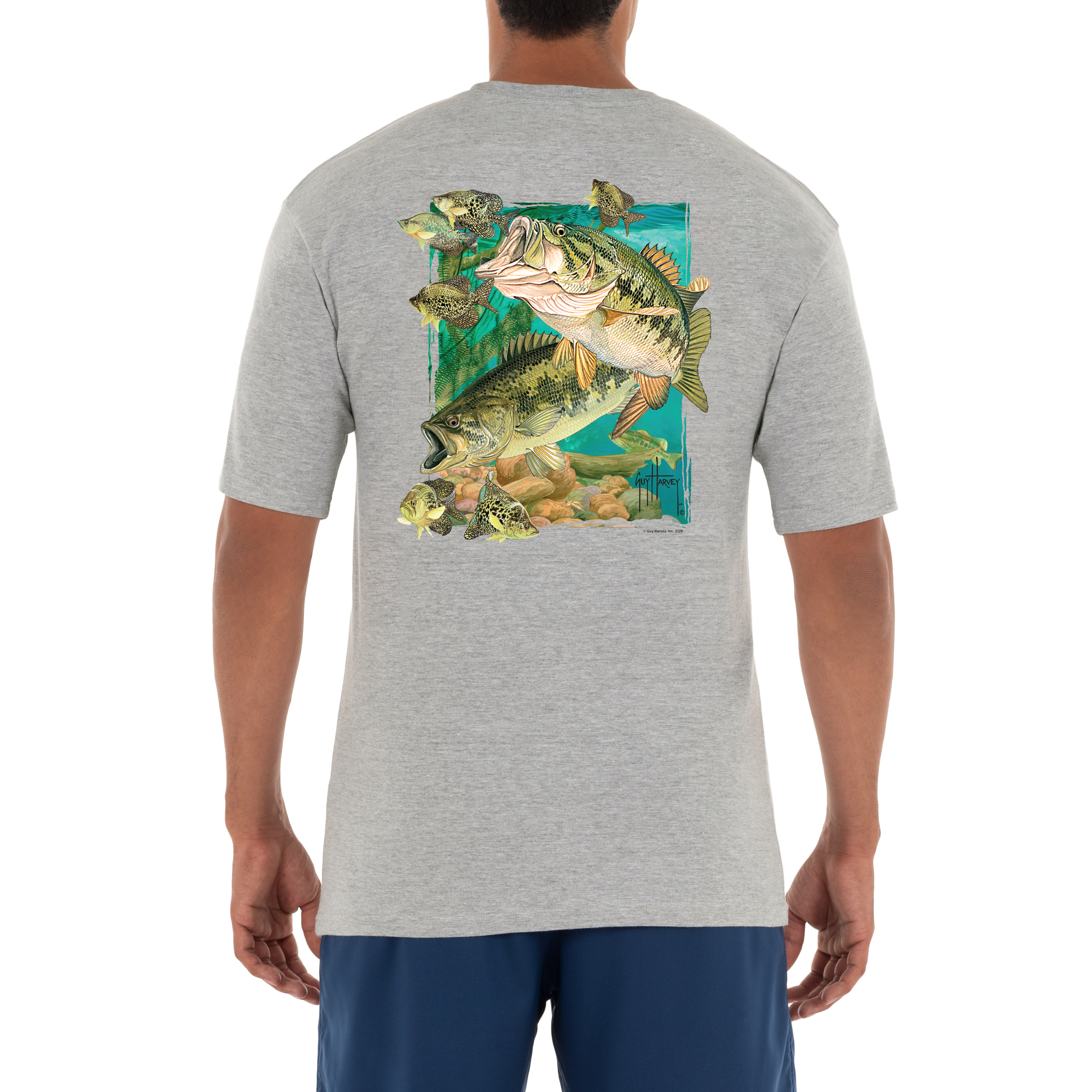 Men Freshwater Largemouth Lunge Bass Short Sleeve Pocket T-Shirt View 1