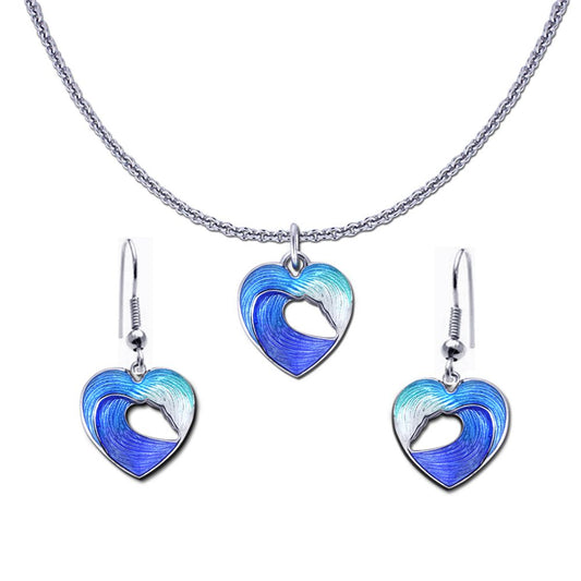 Petite Heart of the Sea Wave Necklace and Earring Set