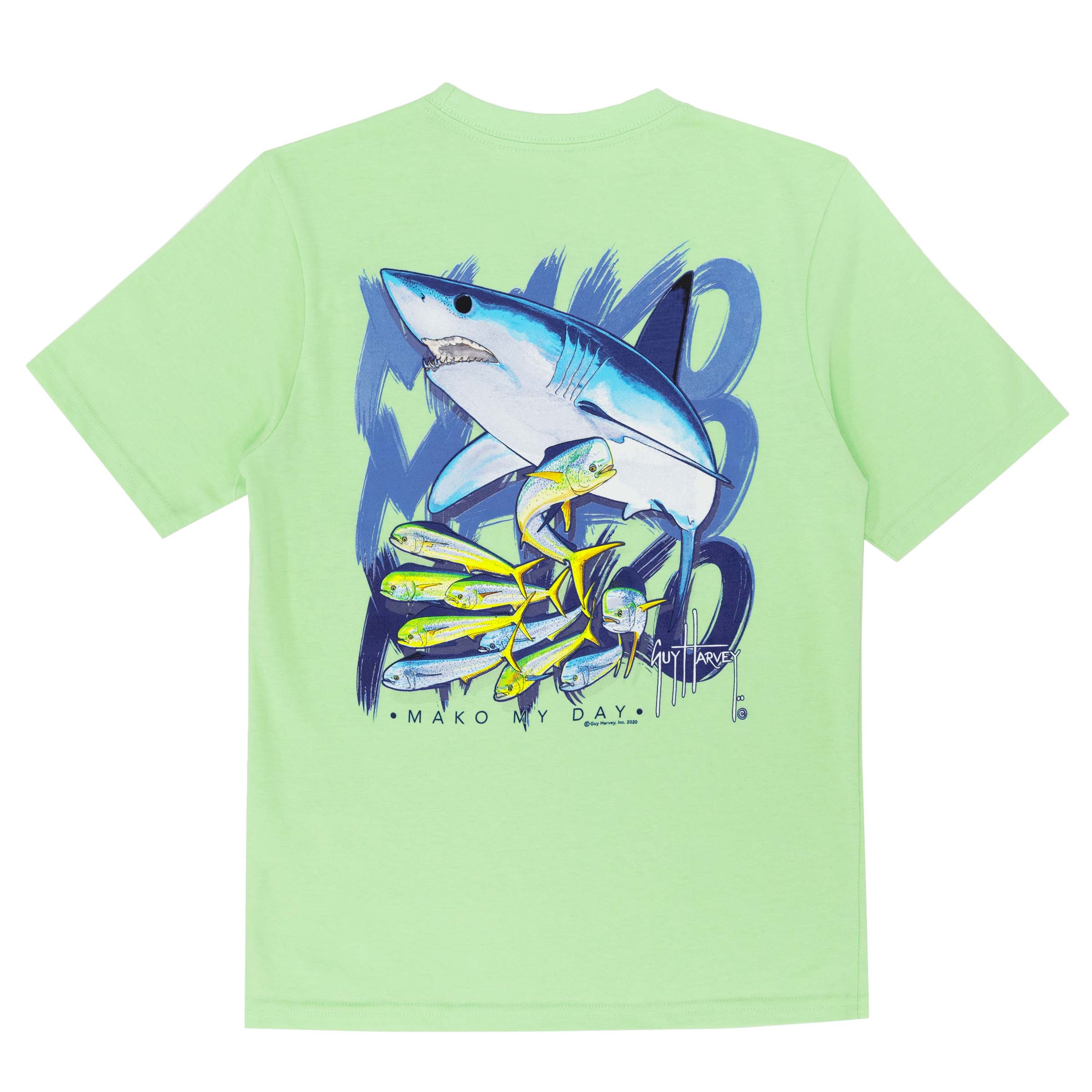 Kids Blue Pointer Short Sleeve Green T-Shirt View 1