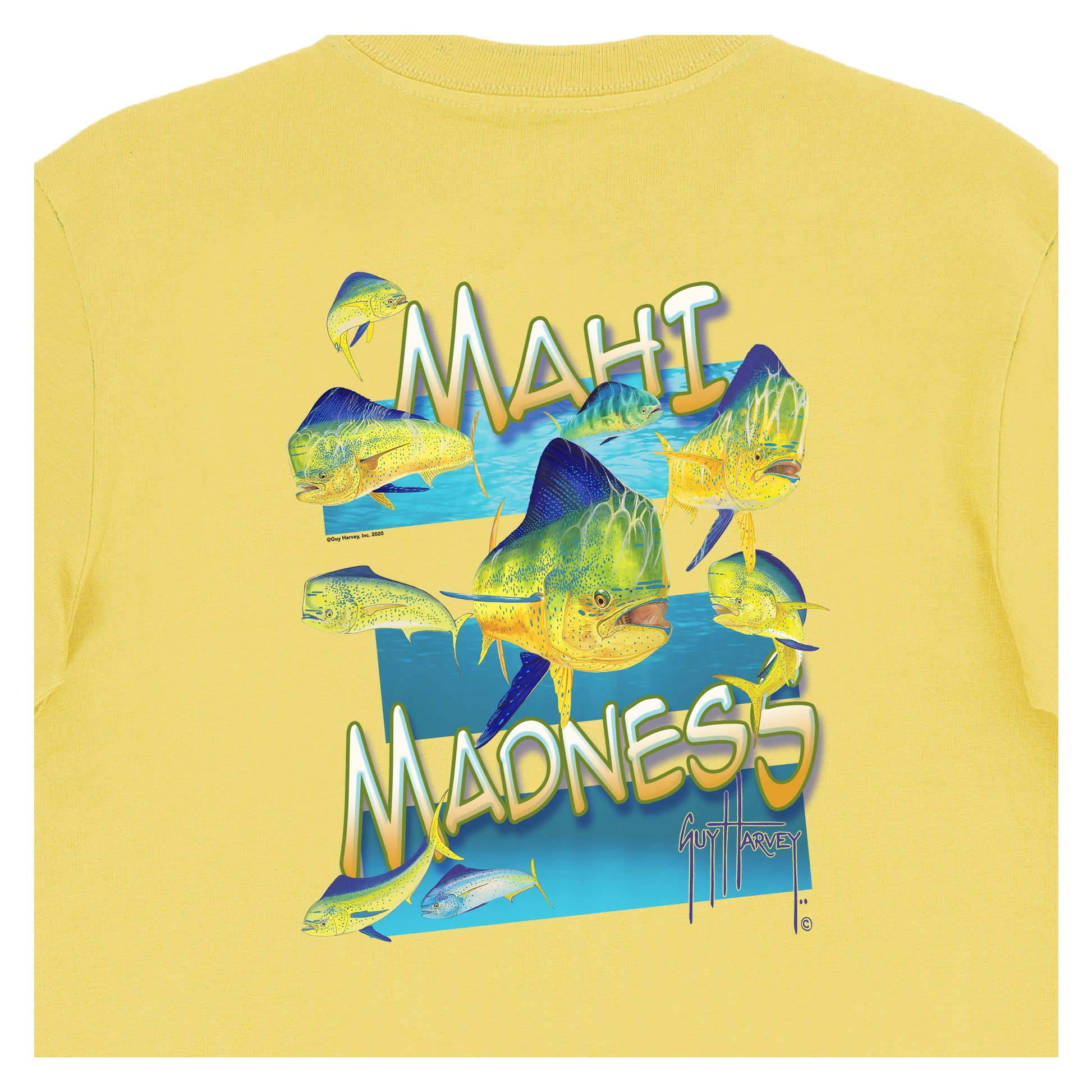 Kids Mahi Madness Short Sleeve Yellow T-Shirt View 2