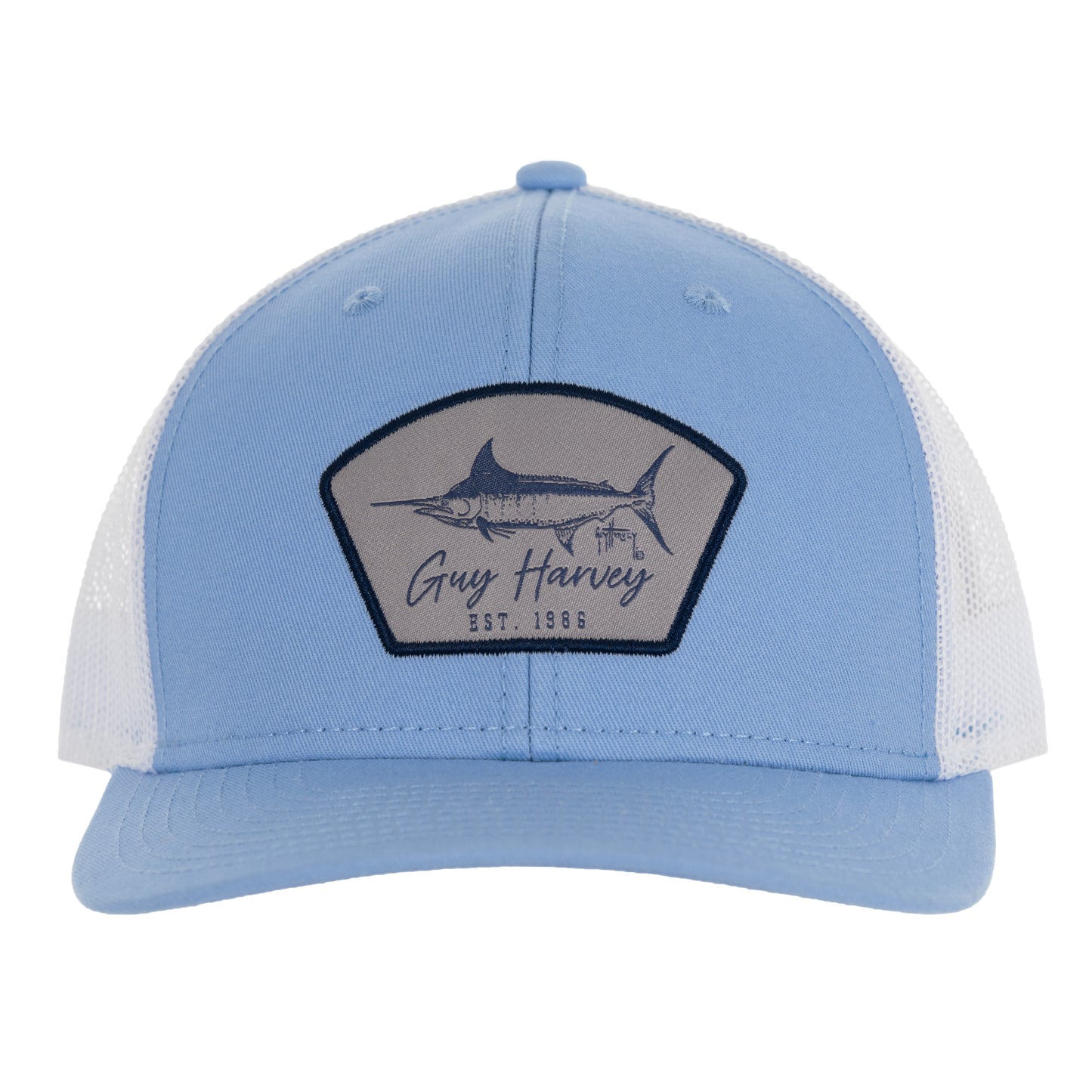 Guy Harvey Striper Fish Hat - Blue Tan - Men's Size Hook & Loop Strap