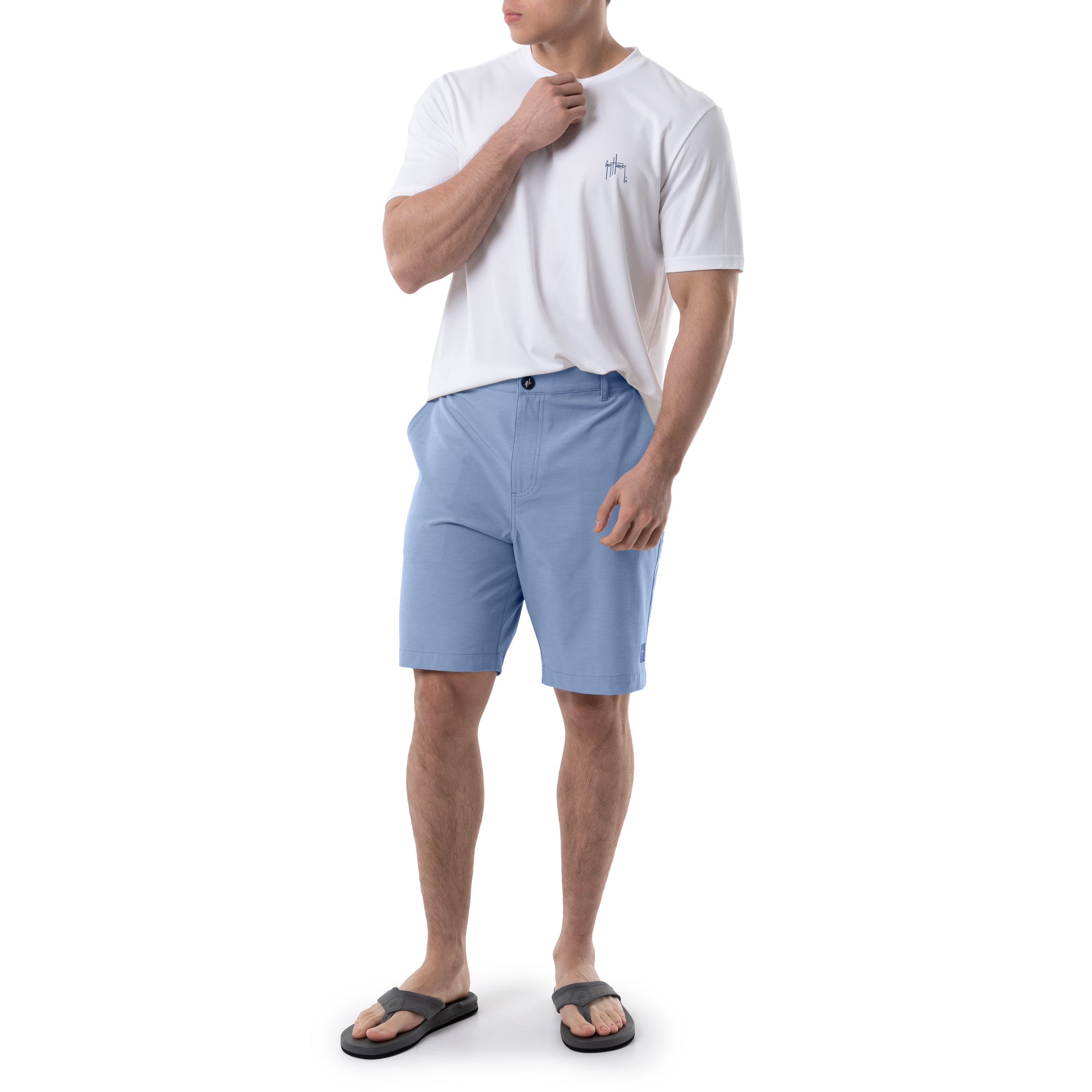 Men's Blue Performance Hybrid Short 4-Way Stretch View 8