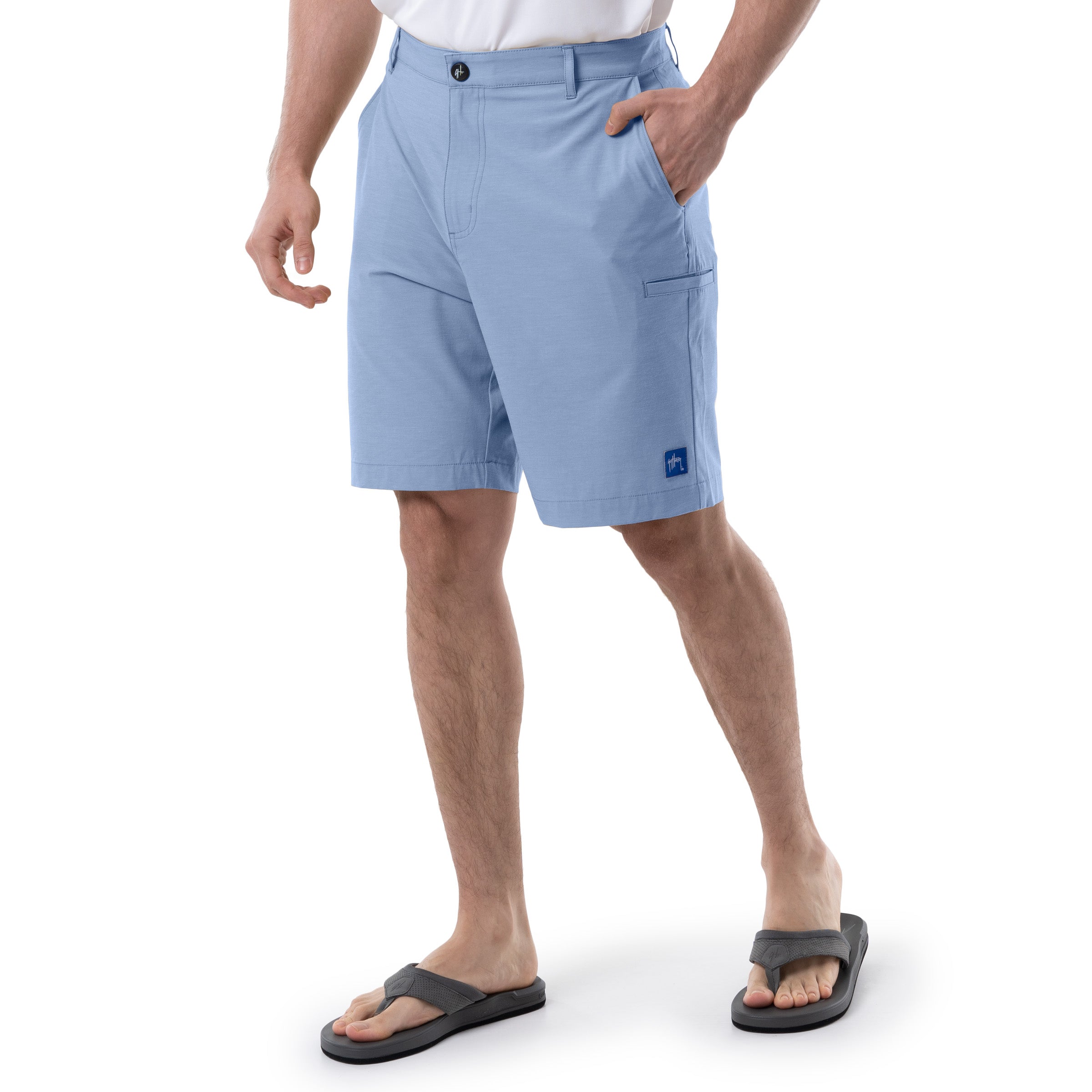 Men's Blue Performance Hybrid Short 4-Way Stretch View 5