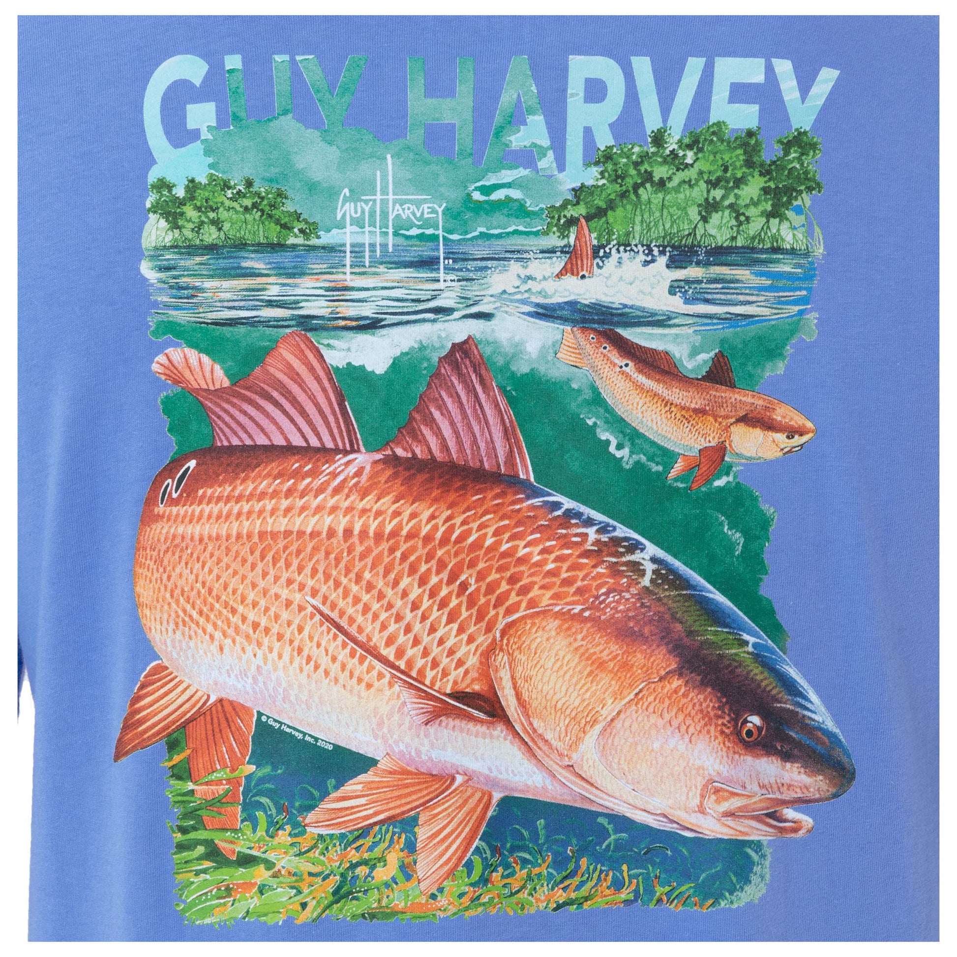 Guy Harvey Mens Big Red Short Sleeve T-Shirt Medium Purple, Men's