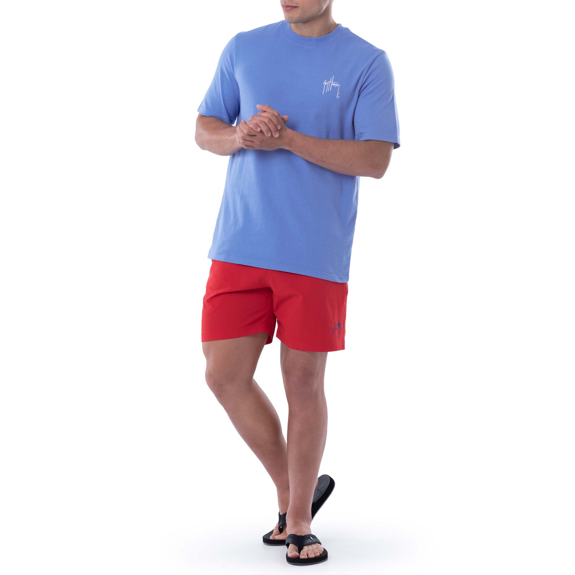 Guy Harvey Mens Barrel Logo Short Sleeve T-Shirt Red Medium