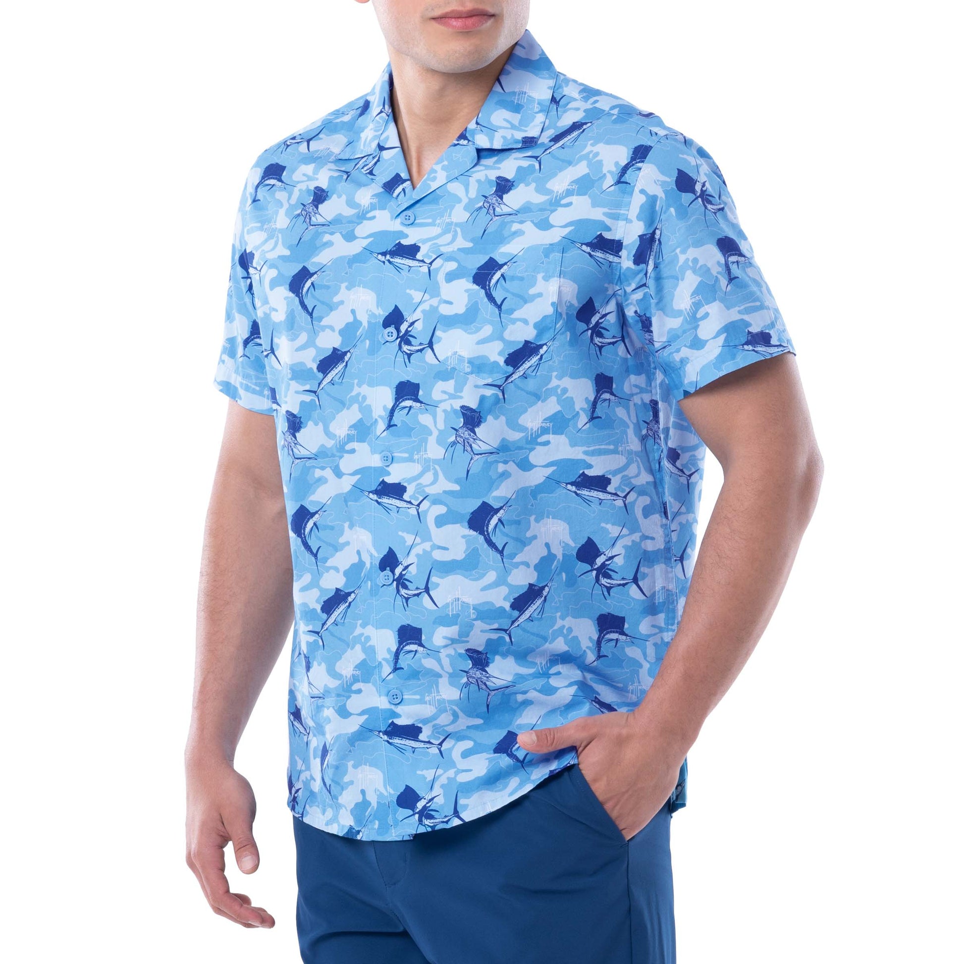Men's Camo Sail Short Sleeve Fishing Shirt – Guy Harvey