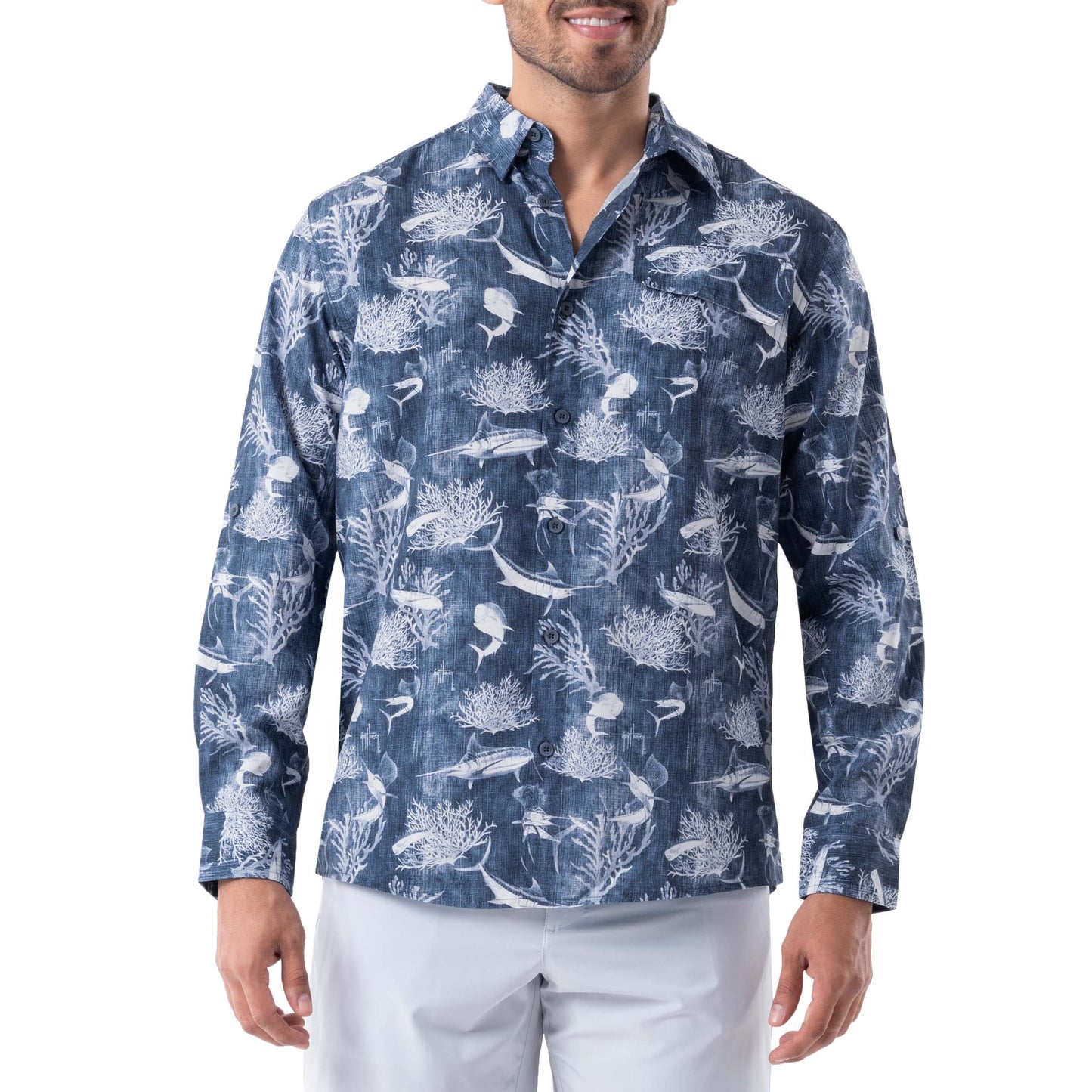 New York and Company Men's Short-Sleeve Button-Down Two-Pocket Denim Shirt  - Light Wash - ShopStyle