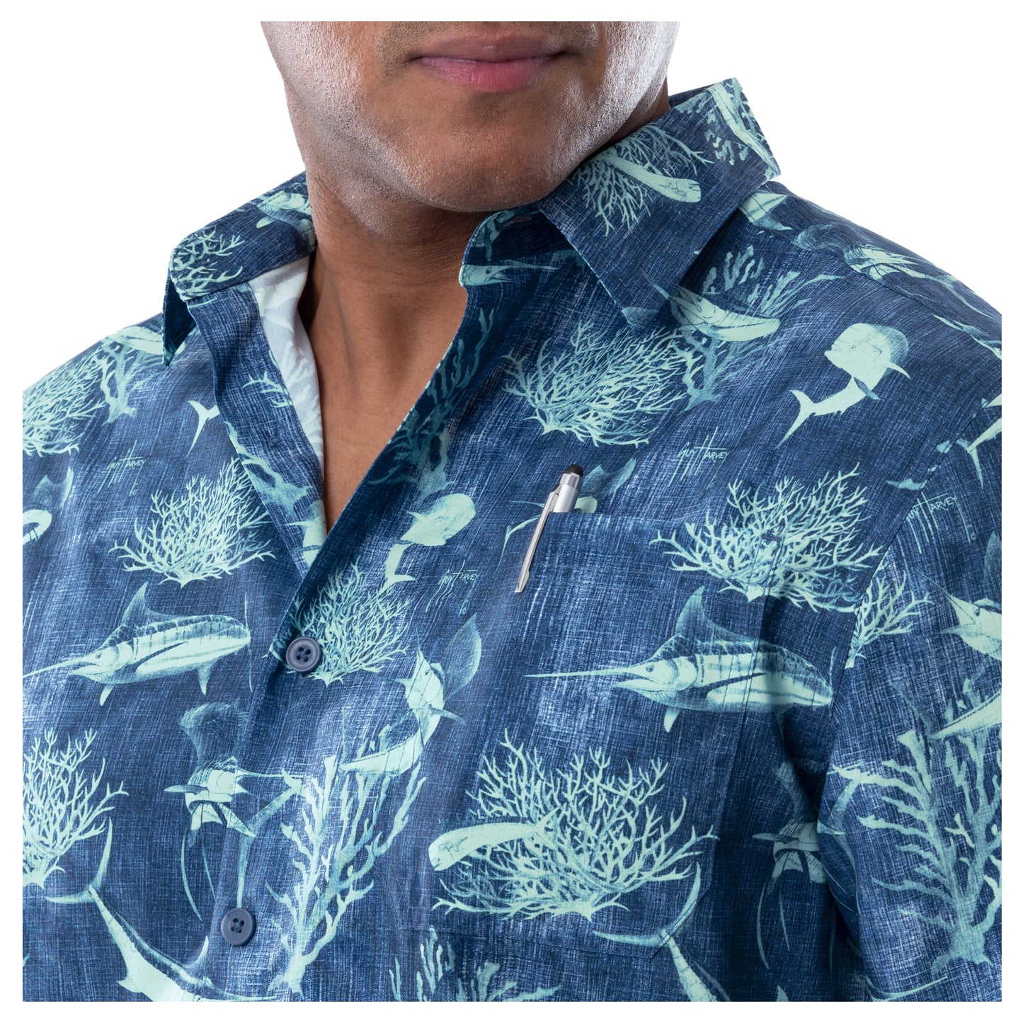 Men's Denim Shells Short Sleeve Fishing Shirt – Guy Harvey