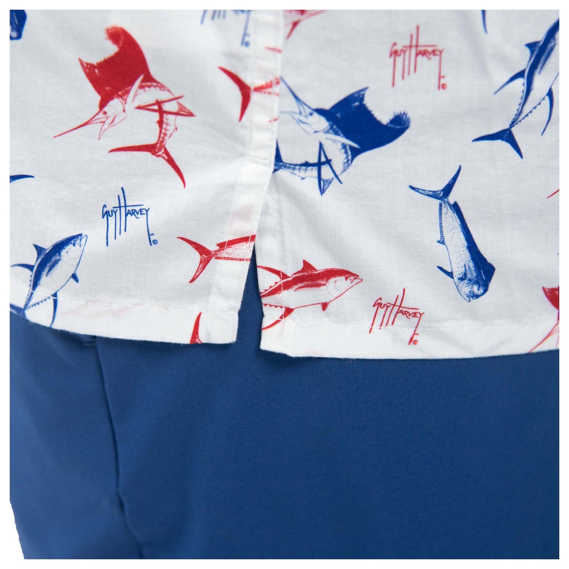 Guy Harvey Men's Gamefish Americana Short Sleeve Fishing Shirt Surf The Web / XL