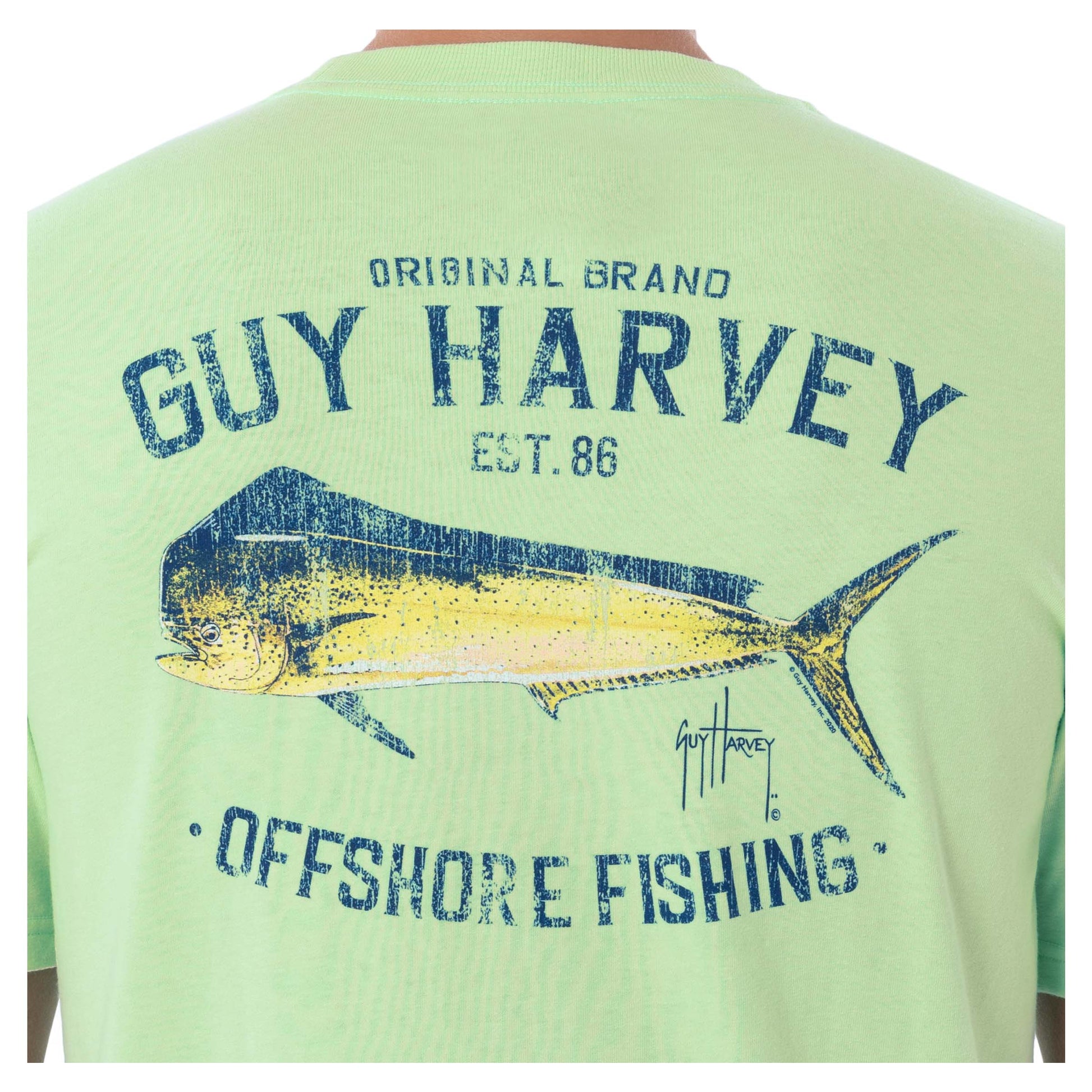 Guy Harvey Mens Offshore Fishing Pocket Short Sleeve T-Shirt Large Green