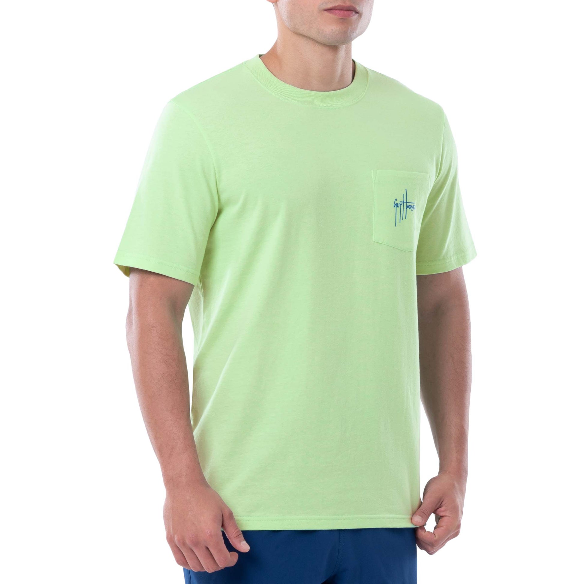 Guy Harvey Men's Short Sleeve Heathered Fishing Shirt