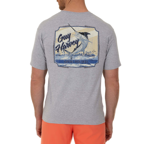 Guy Harvey Womens T Shirt Small Blue Save Our Seas Fish Ocean Gulf