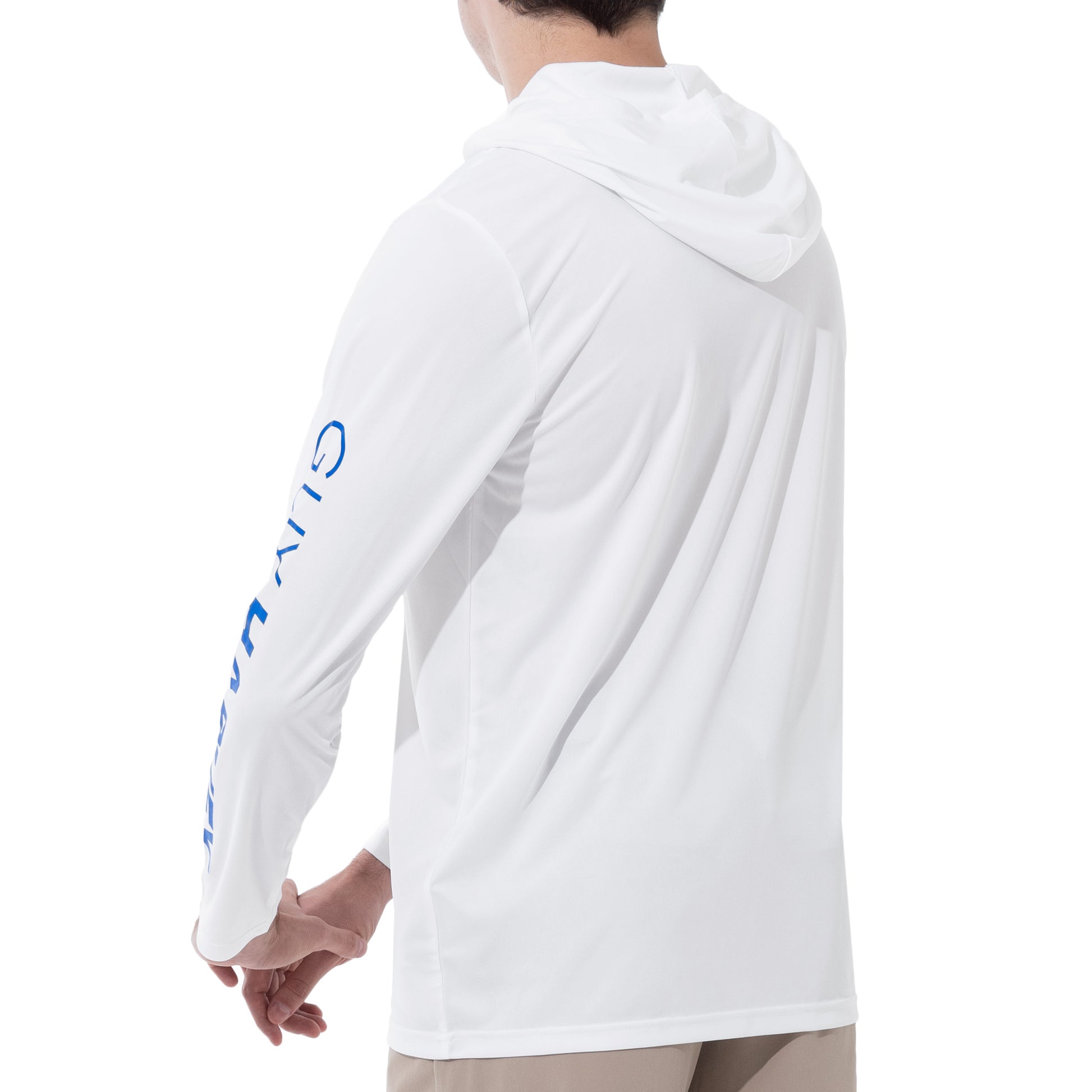Weligu Men's UPF 50+ Sun Protection Hoodie Shirt Long Sleeve SPF Fishing Outdoor UV Hiking Shirts Lightweight White X-Large