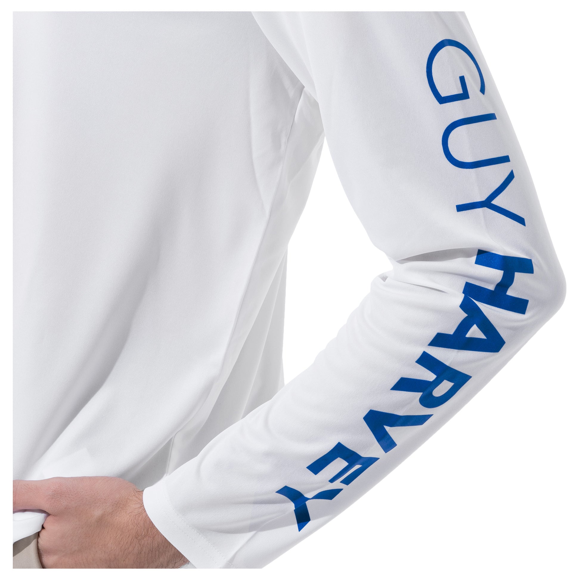 Men's UPF 50 Sun Defense Long Sleeve Hooded White Mahi Shirt | Maui Rippers Medium